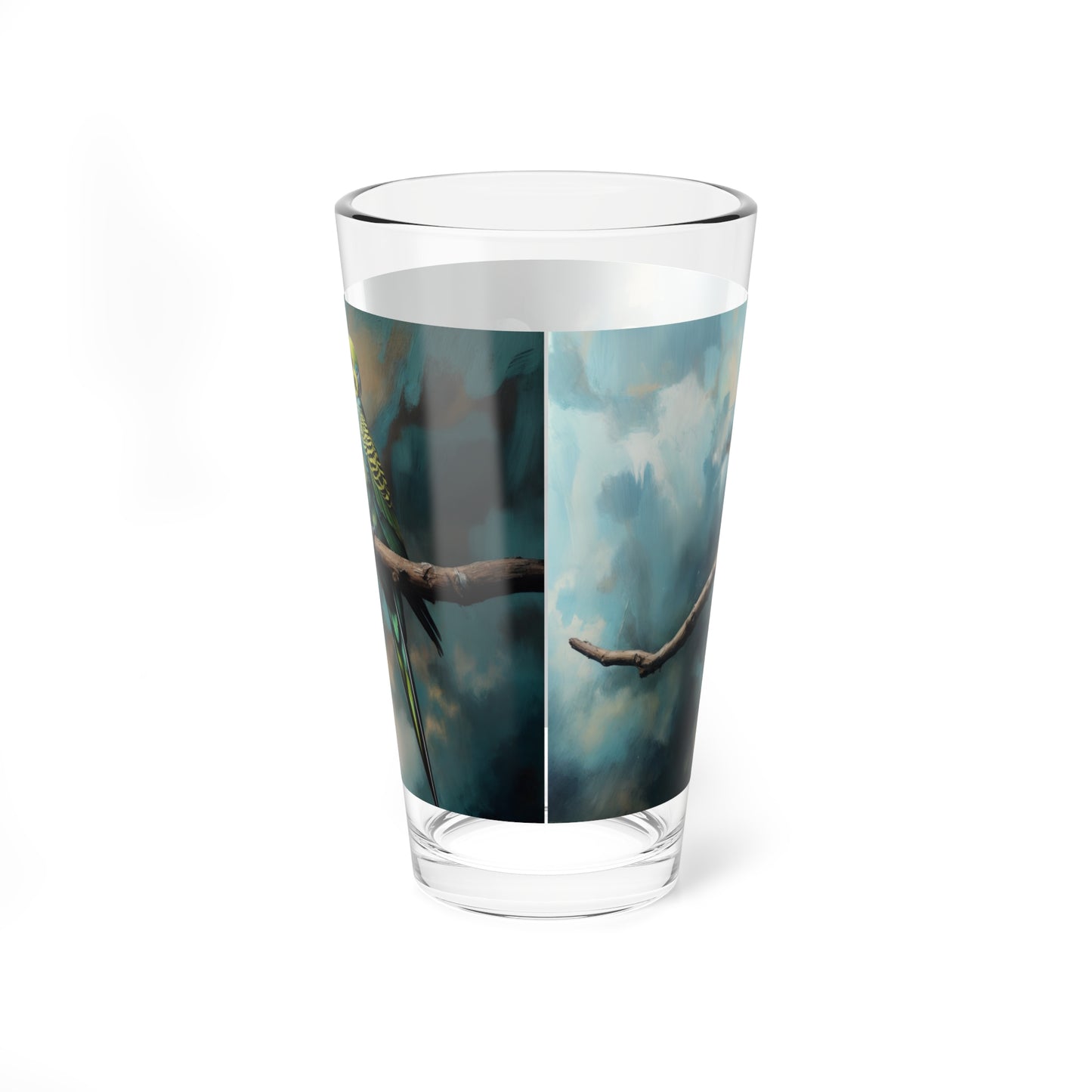 Festival of Parakeets Mixing Glass - 16oz Drinkware for Bird Lovers