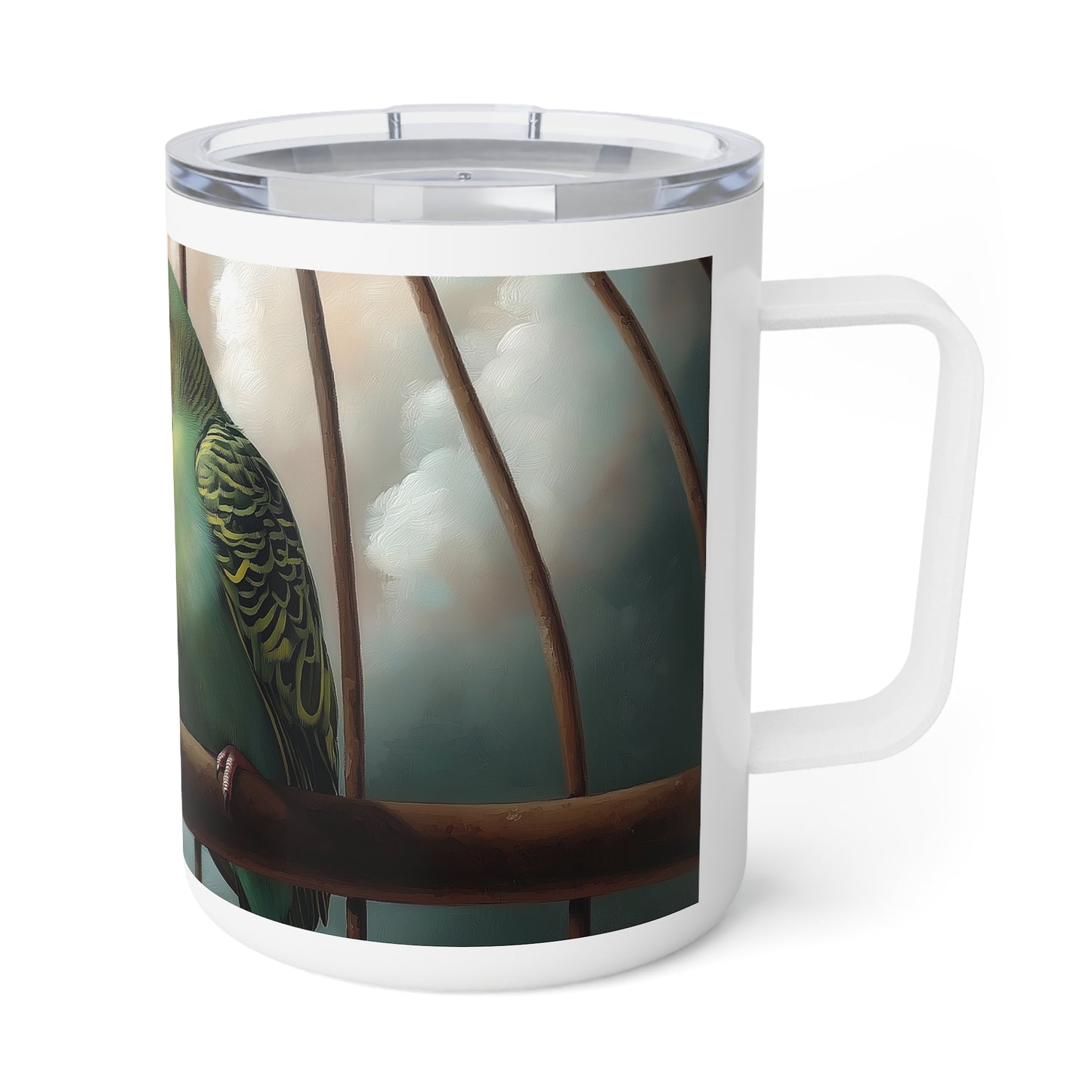 Budgies in Love! Charming Insulated Coffee Mug - Perfect Gift for Bird Lovers