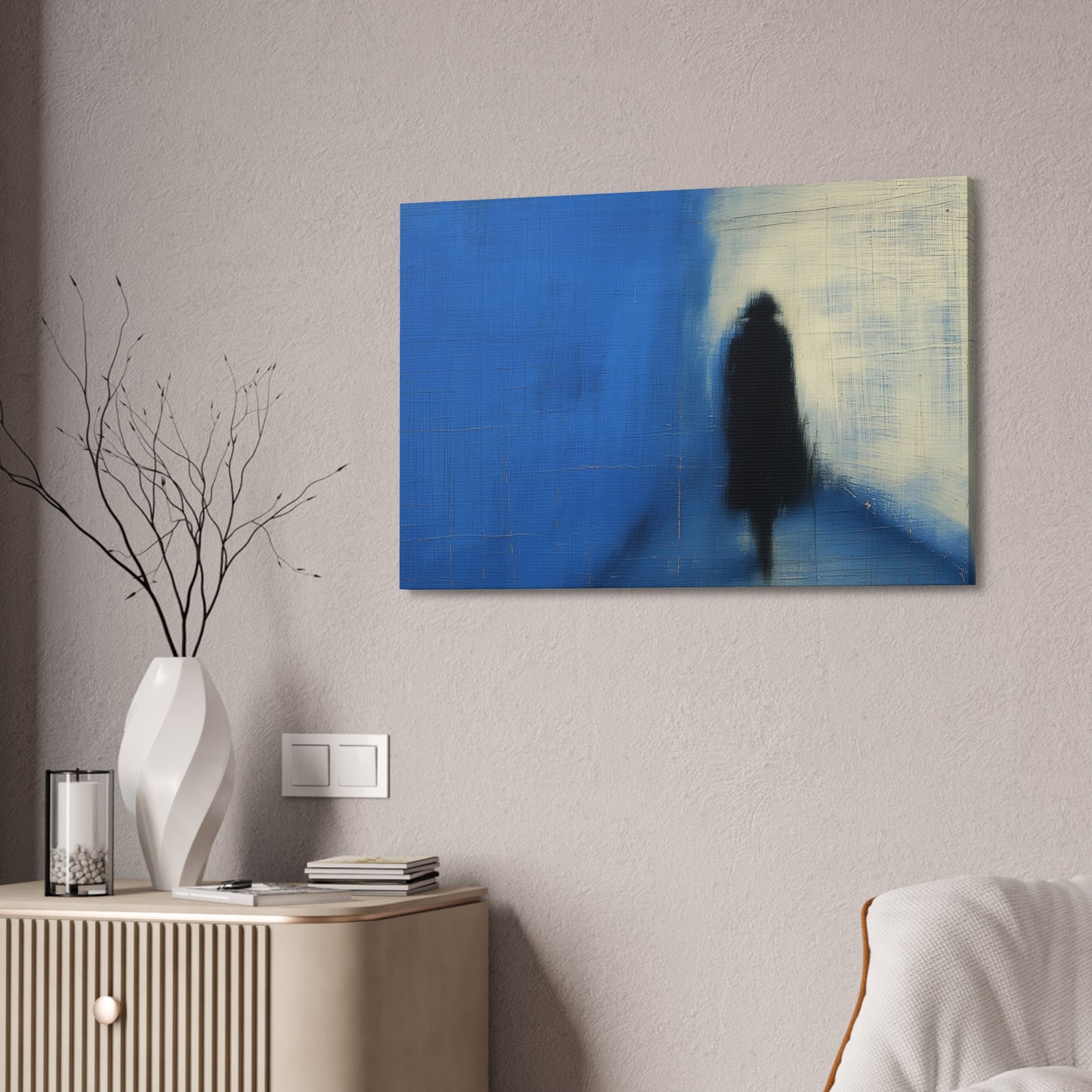Abstract Blue Shadow Canvas Wall Art — Stretched 1.5"