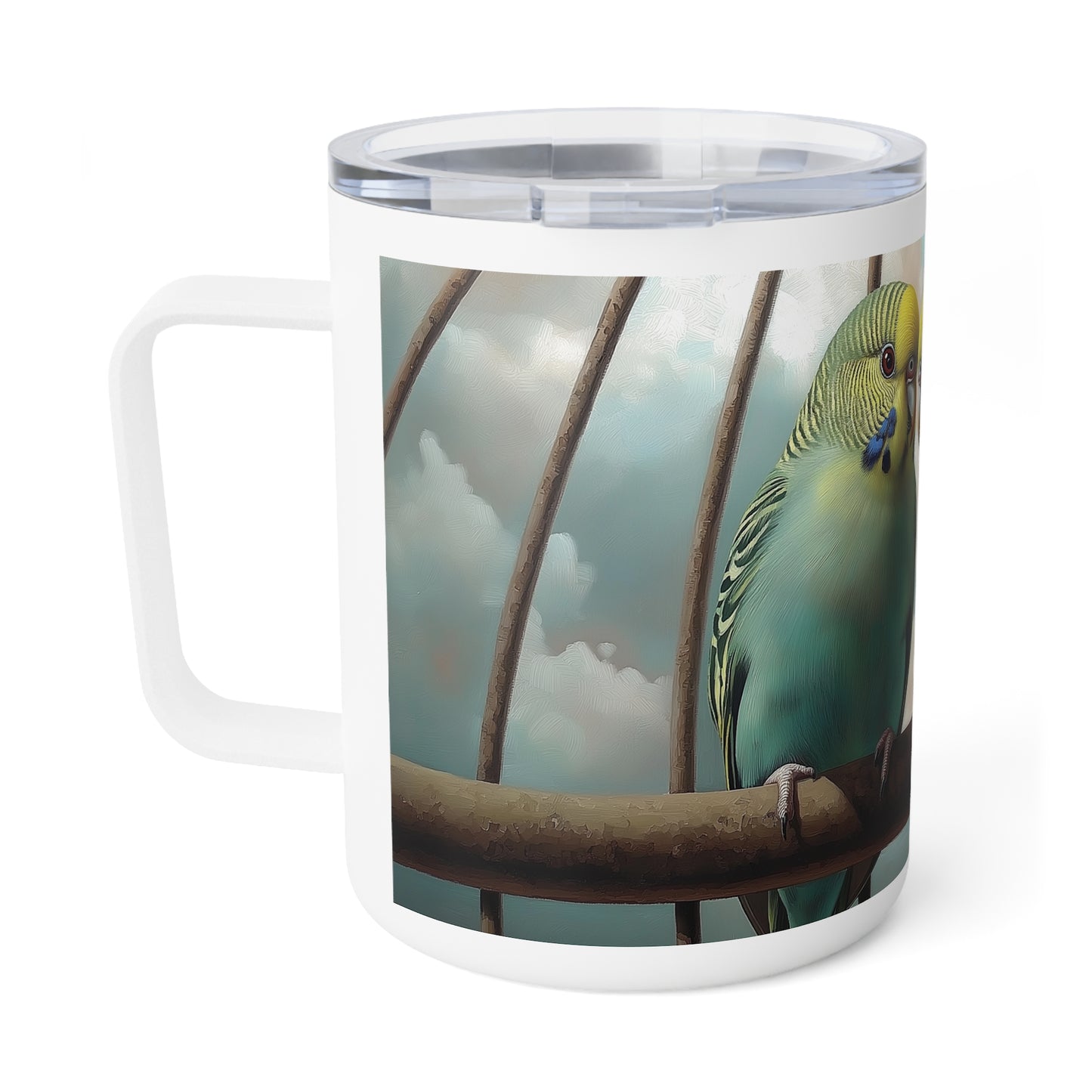 Budgies in Love! Charming Insulated Coffee Mug - Perfect Gift for Bird Lovers