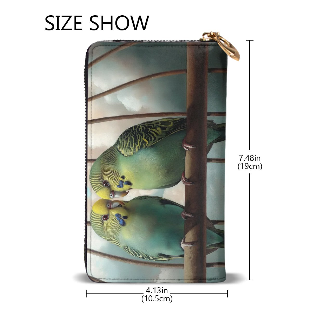 Budgies in Love! Leather Long Clutch Wallet