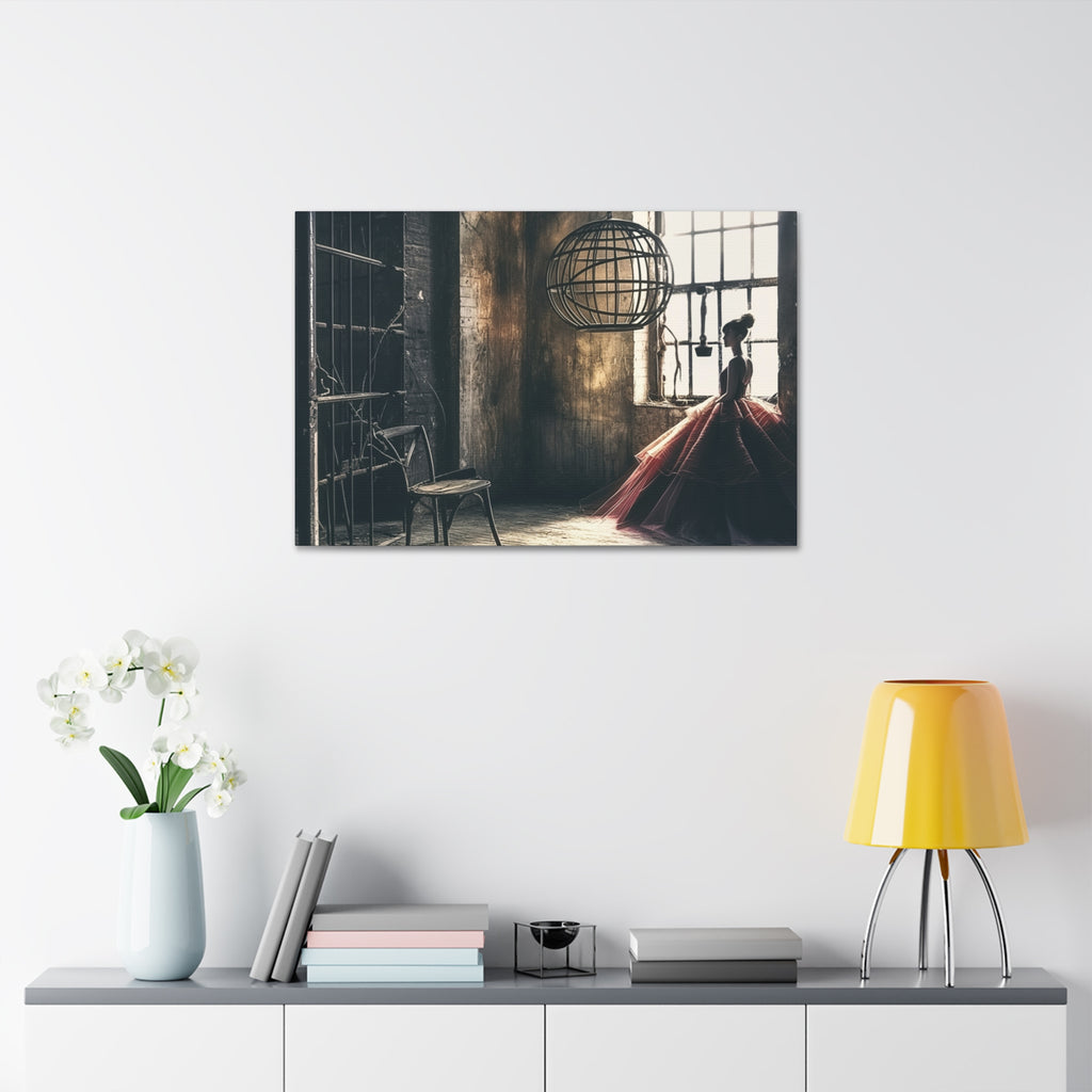 Ballerina in Vintage Studio — Stretched Canvas Wall Art