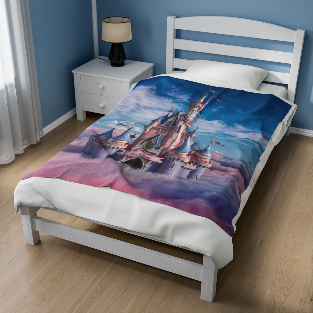 Fairy Tale Princess Castle Velveteen Plush Blanket - Cozy Kids Room Decor