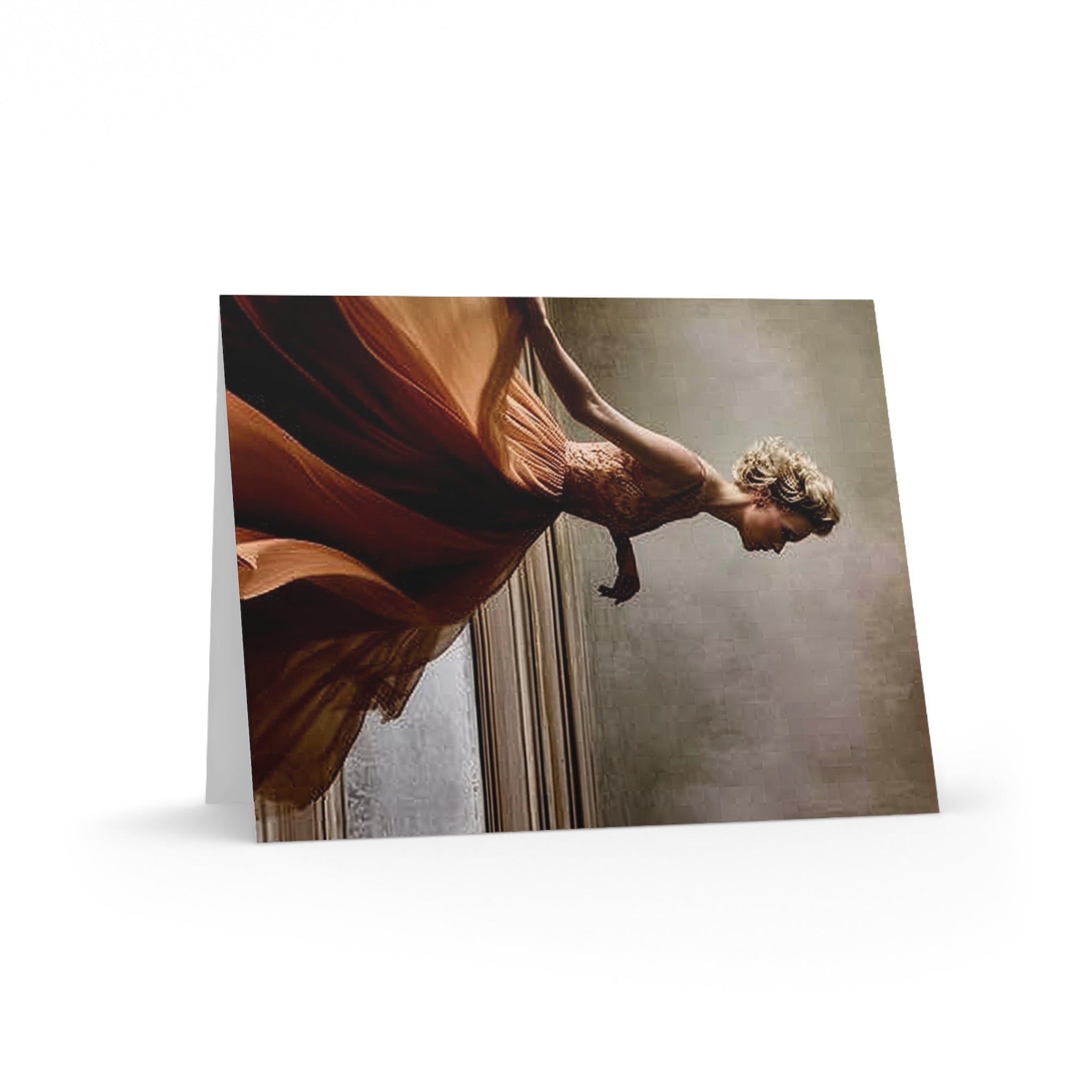 Greeting Cards — Elegant Vintage Woman in Flowing Gown (8/16/24 Pack)