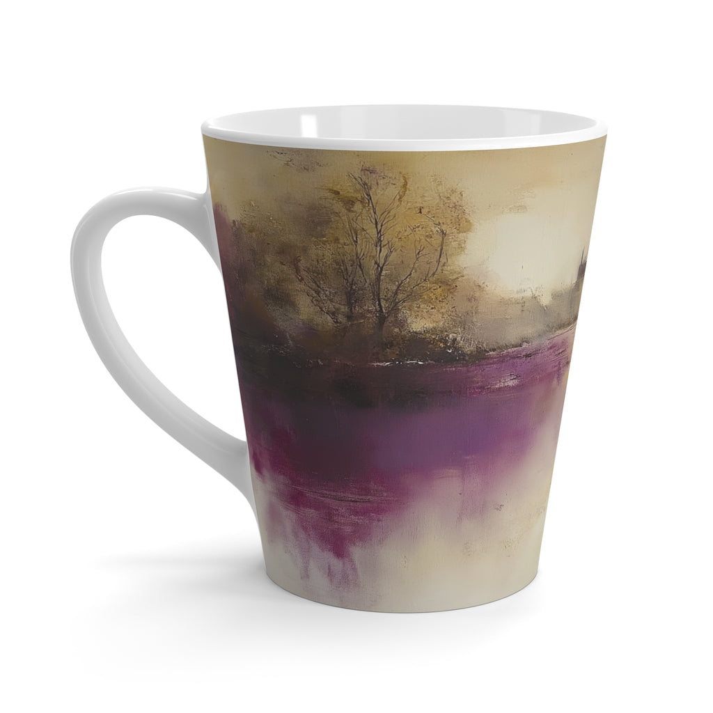 Ethereal Reflections of a Timeless Chateau Latte Mug – Scenic Landscape Design