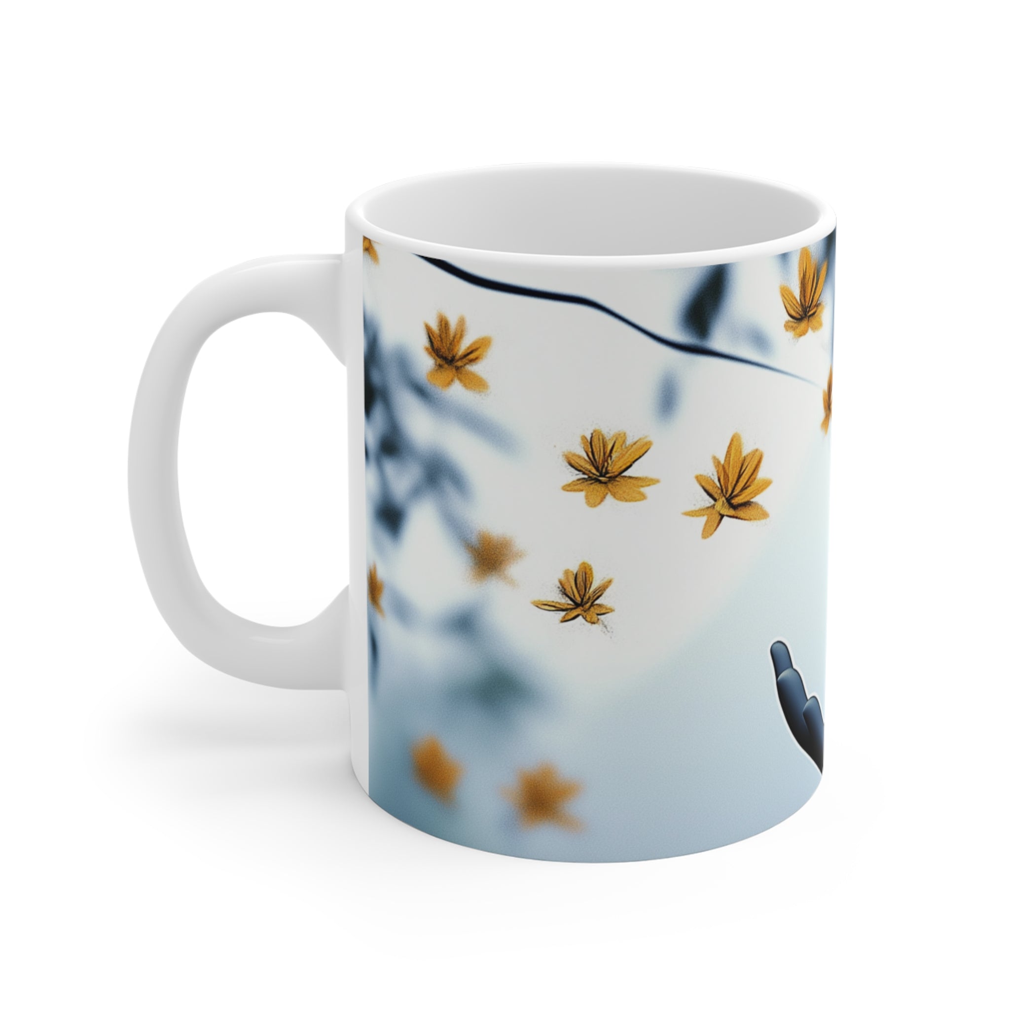 Serene Nature Ceramic Mug - Autumn Leaves Design (11oz, 15oz, 20oz)
