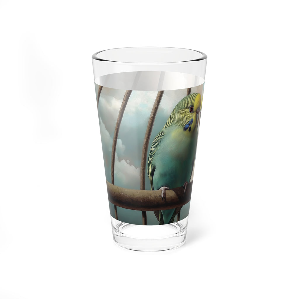 Budgies In Love!   Colorful Mixing Glass - 16oz | Unique Bird Design for Cocktail Lovers