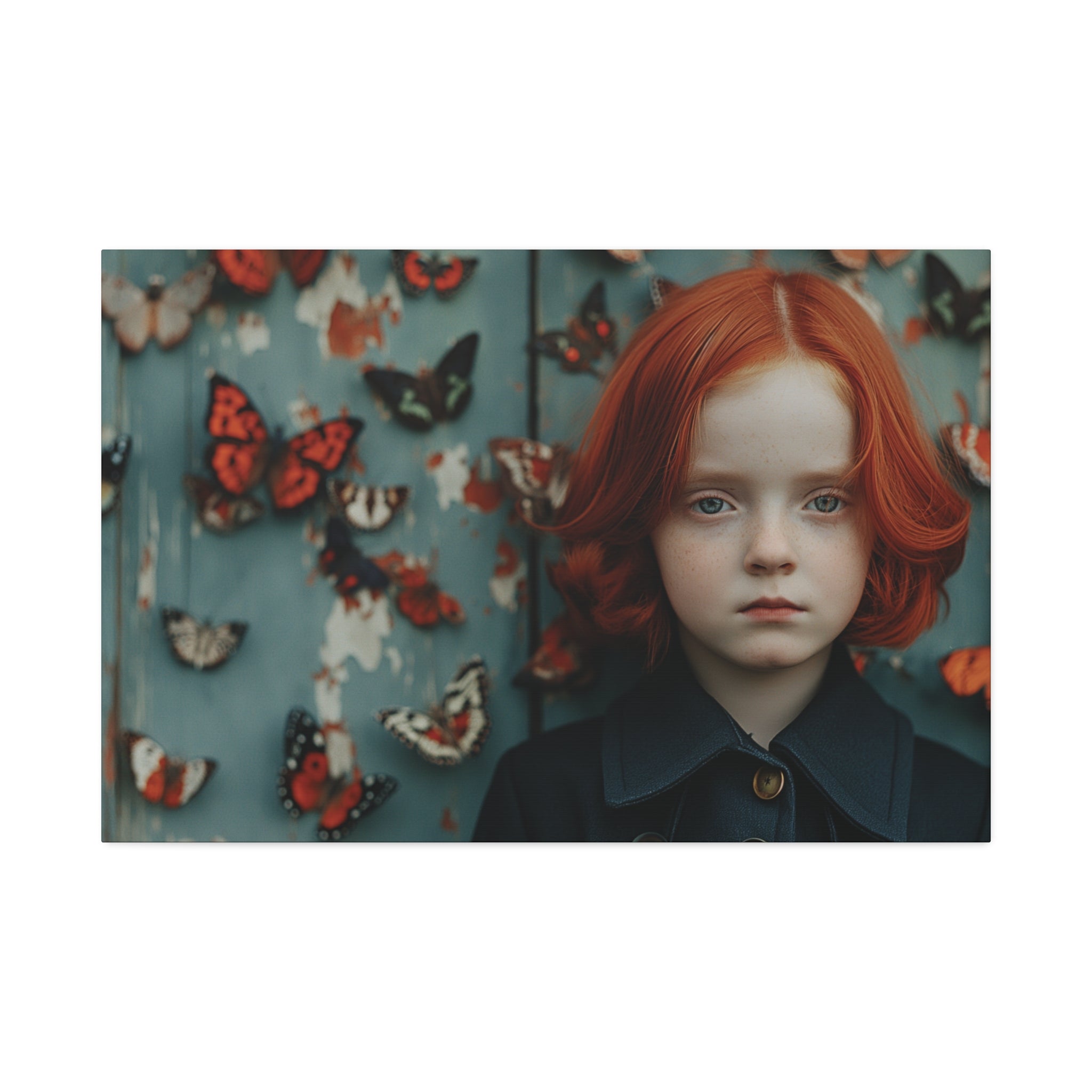 Redheaded Girl with Butterflies Canvas Print — Stretched 1.5" Wall Art