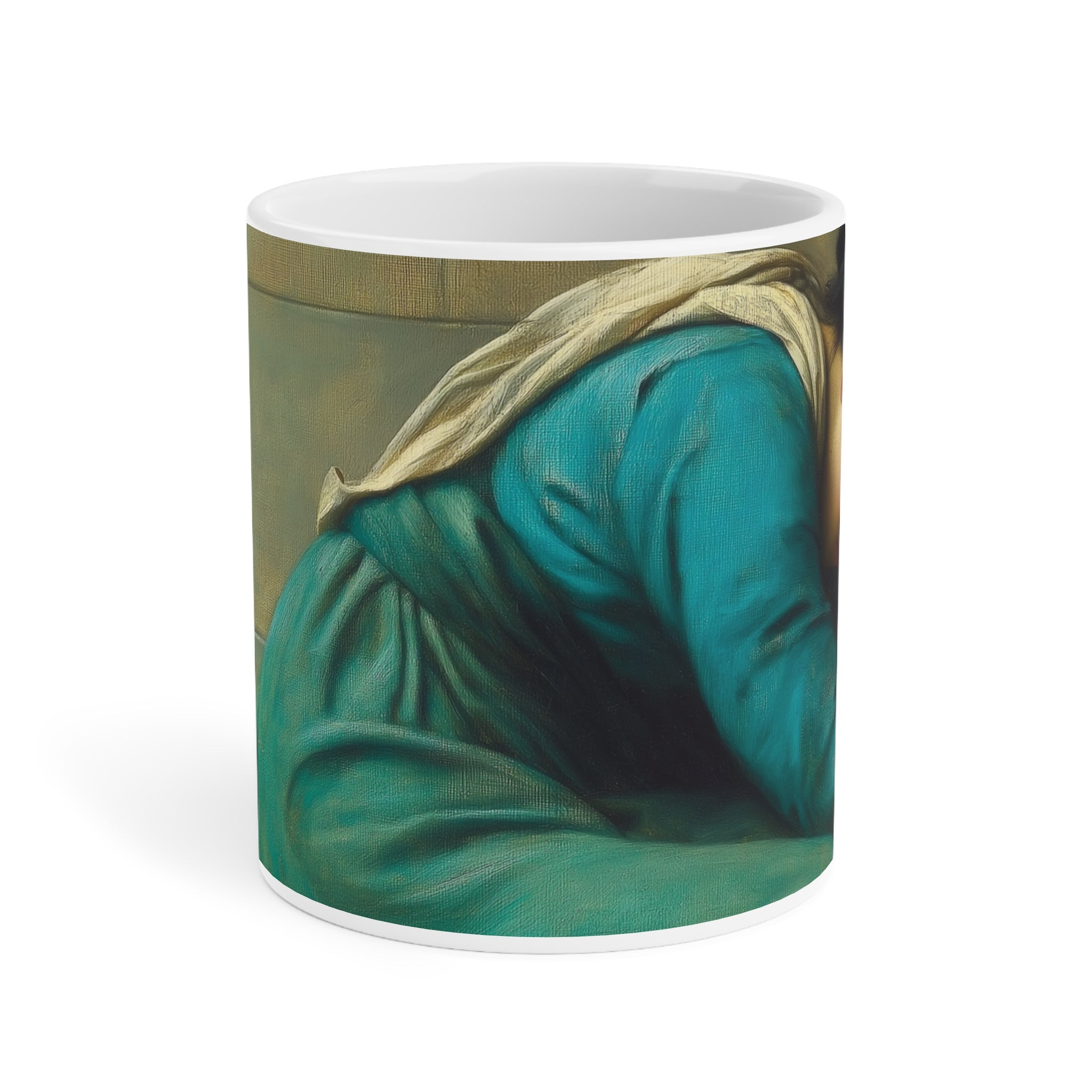 Beauty in Teal Ceramic Mug – Colorful Design for Art Lovers & Coffee Enthusiasts
