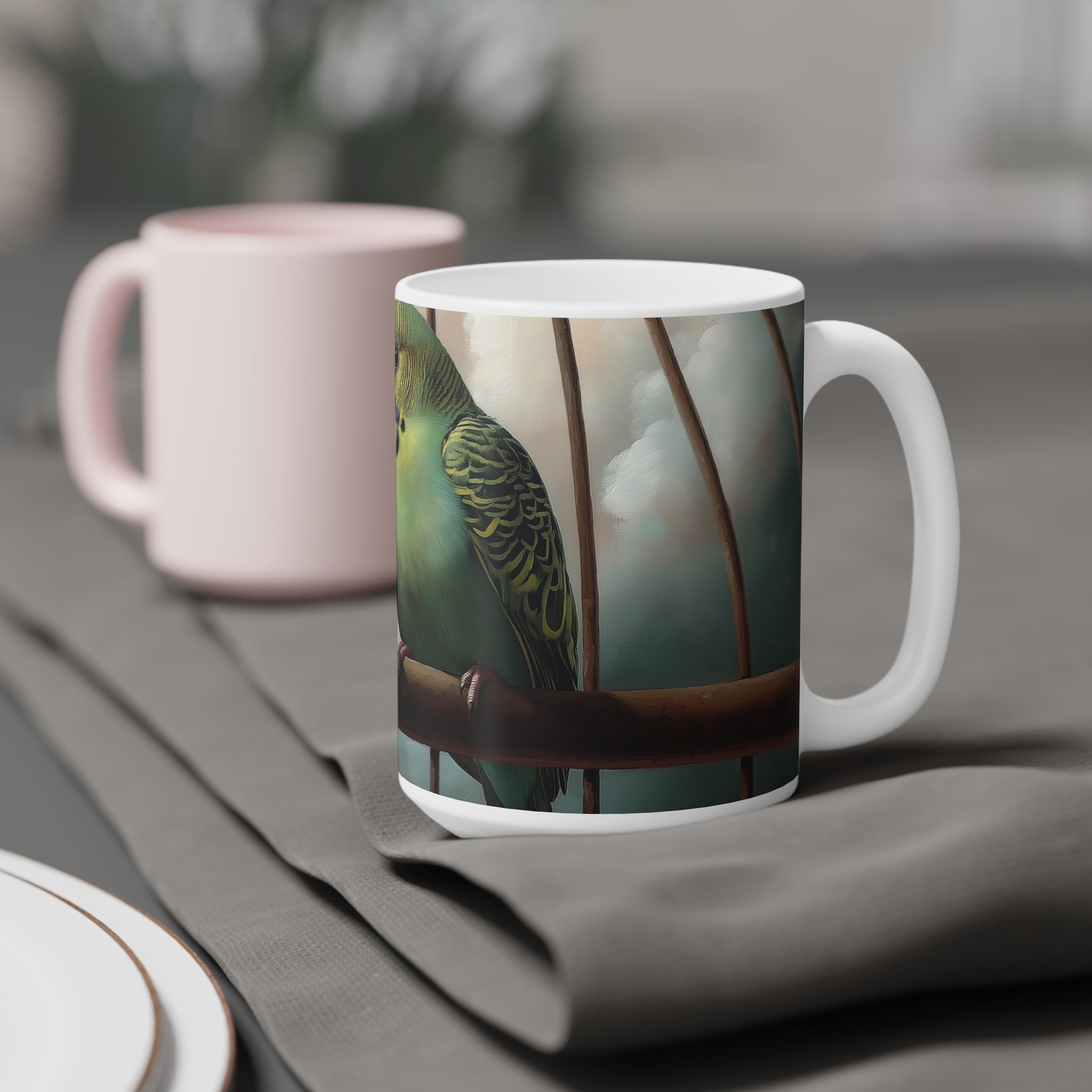 Charming Budgie Ceramic Mugs - Perfect for Bird Lovers