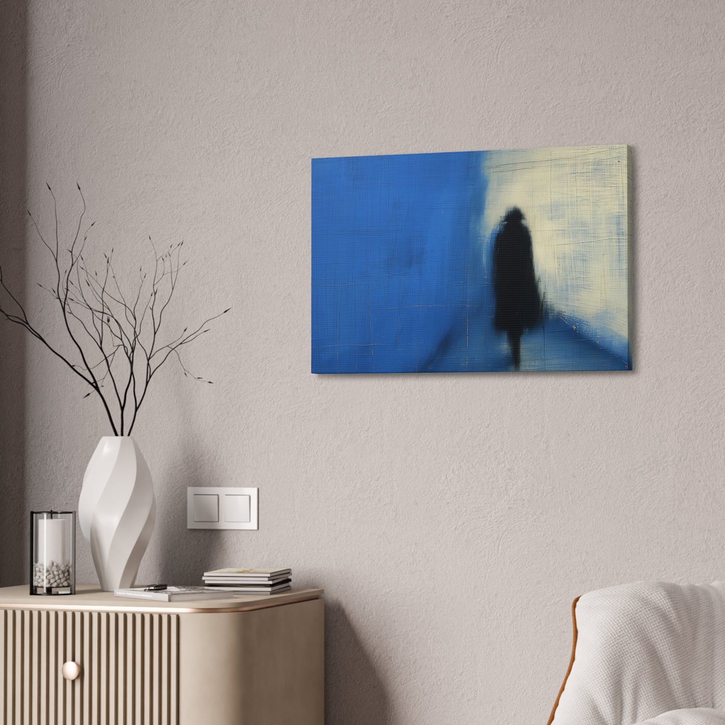 Abstract Blue Shadow Canvas Wall Art — Stretched 1.5"