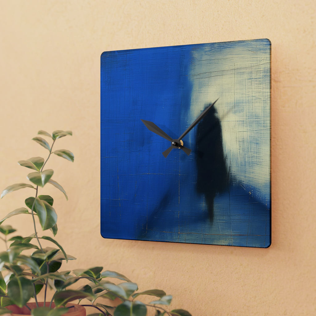 Abstract Blue Silhouette Acrylic Wall Clock — Modern Minimalist Home Décor