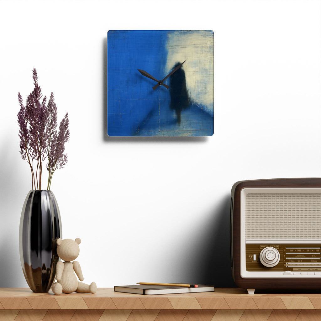 Abstract Blue Silhouette Acrylic Wall Clock — Modern Minimalist Home Décor