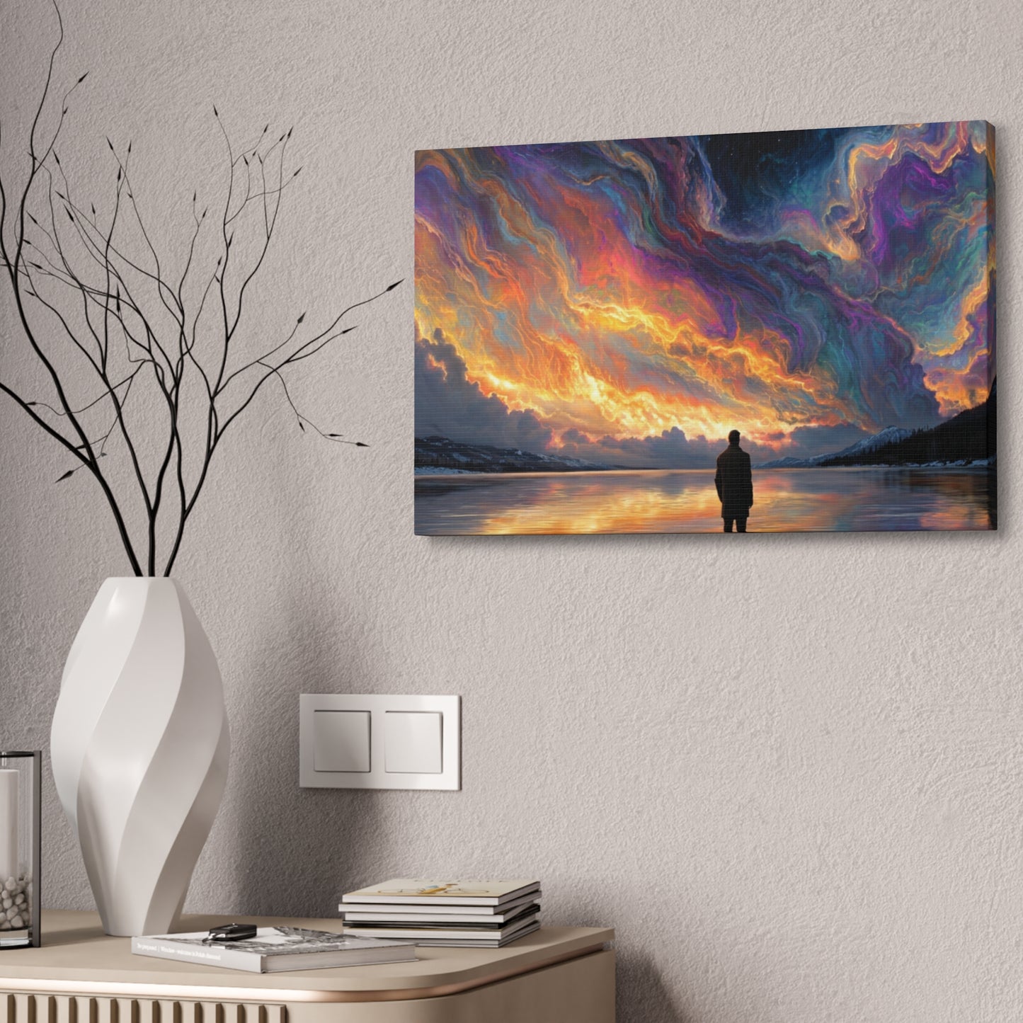 Man Contemplating the Northern Nights