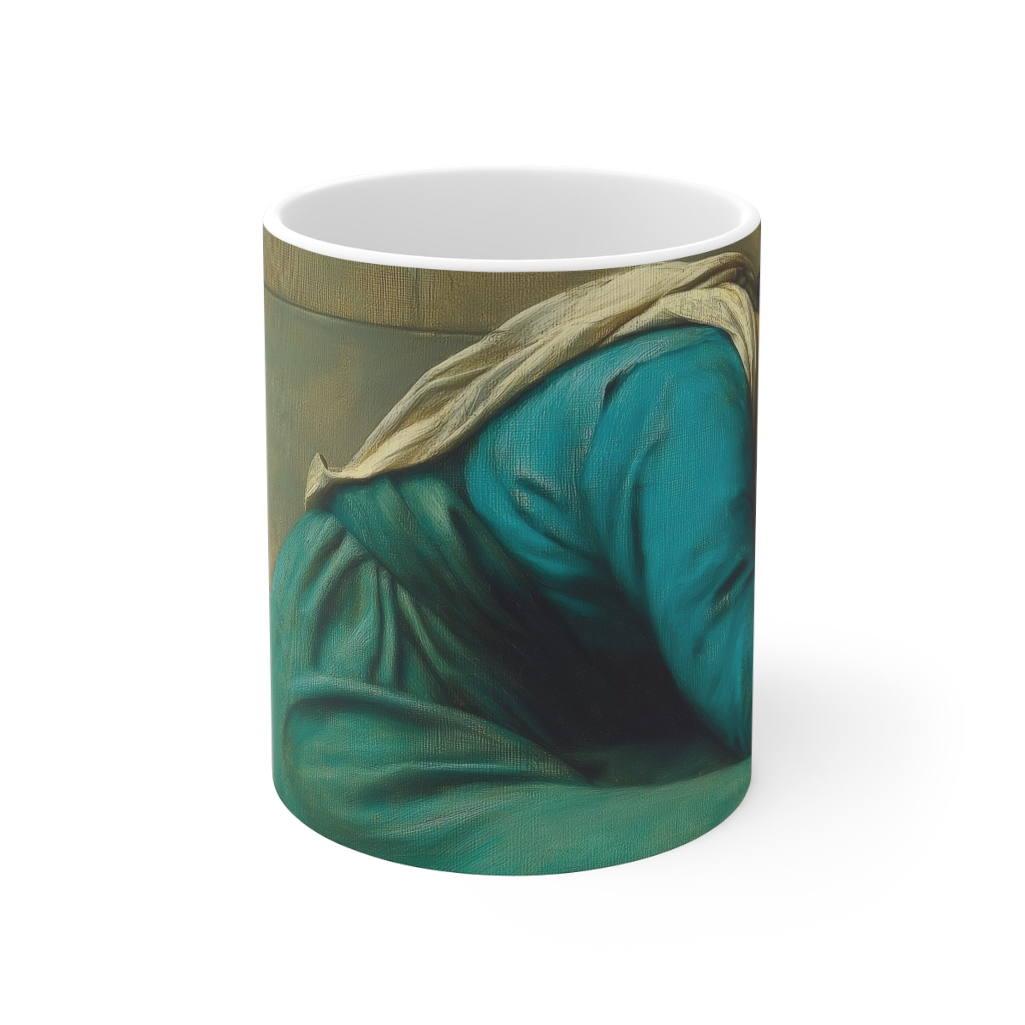 Beauty in Teal Ceramic Mug – Colorful Design for Art Lovers & Coffee Enthusiasts