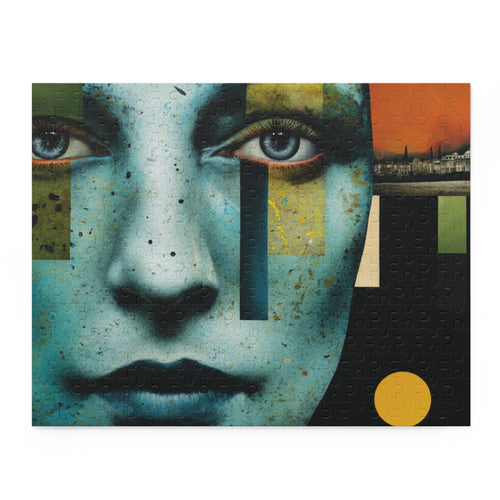 Artistic Portrait Puzzle — Blue Face Abstract Jigsaw (120/252/500 pcs)