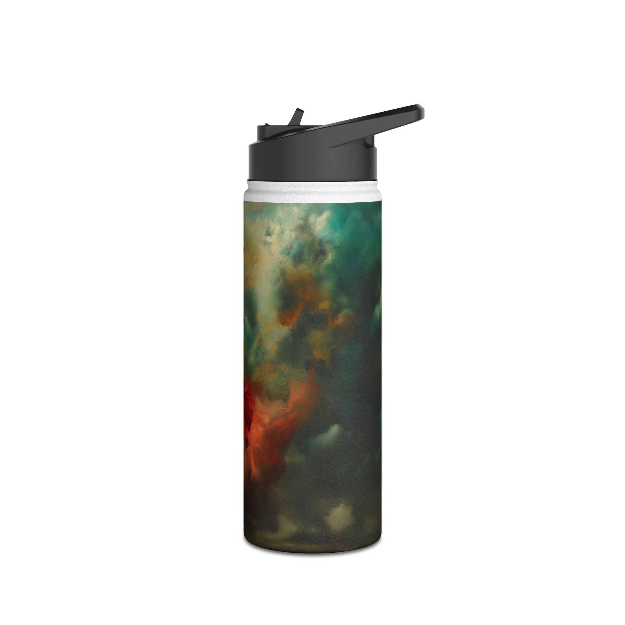 Ethereal Beauty in Red: Stainless Steel Water Bottle - Nature-Inspired Design