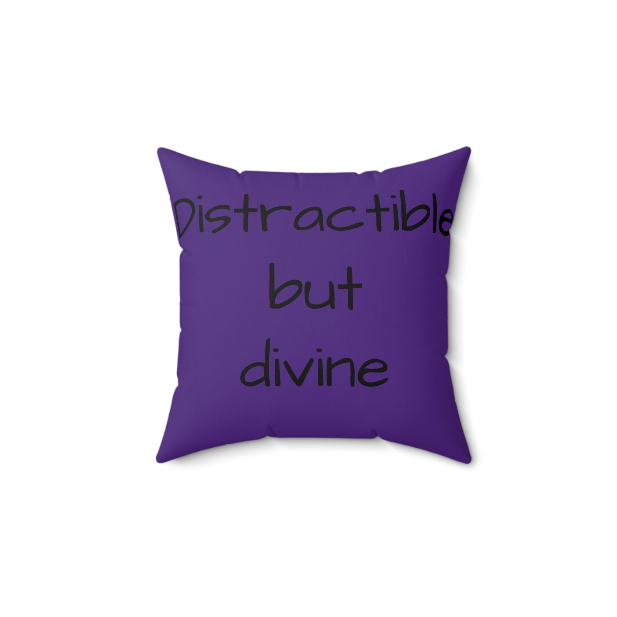 Decorative Throw Pillow — "Distractible but Divine" & Floral Accent Cushion