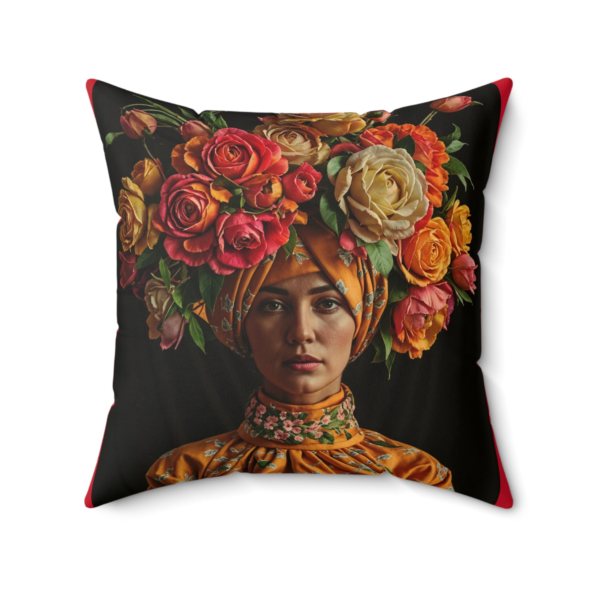 Decorative Pillow — “Distractible but Divine” Floral Portrait Accent Pillow