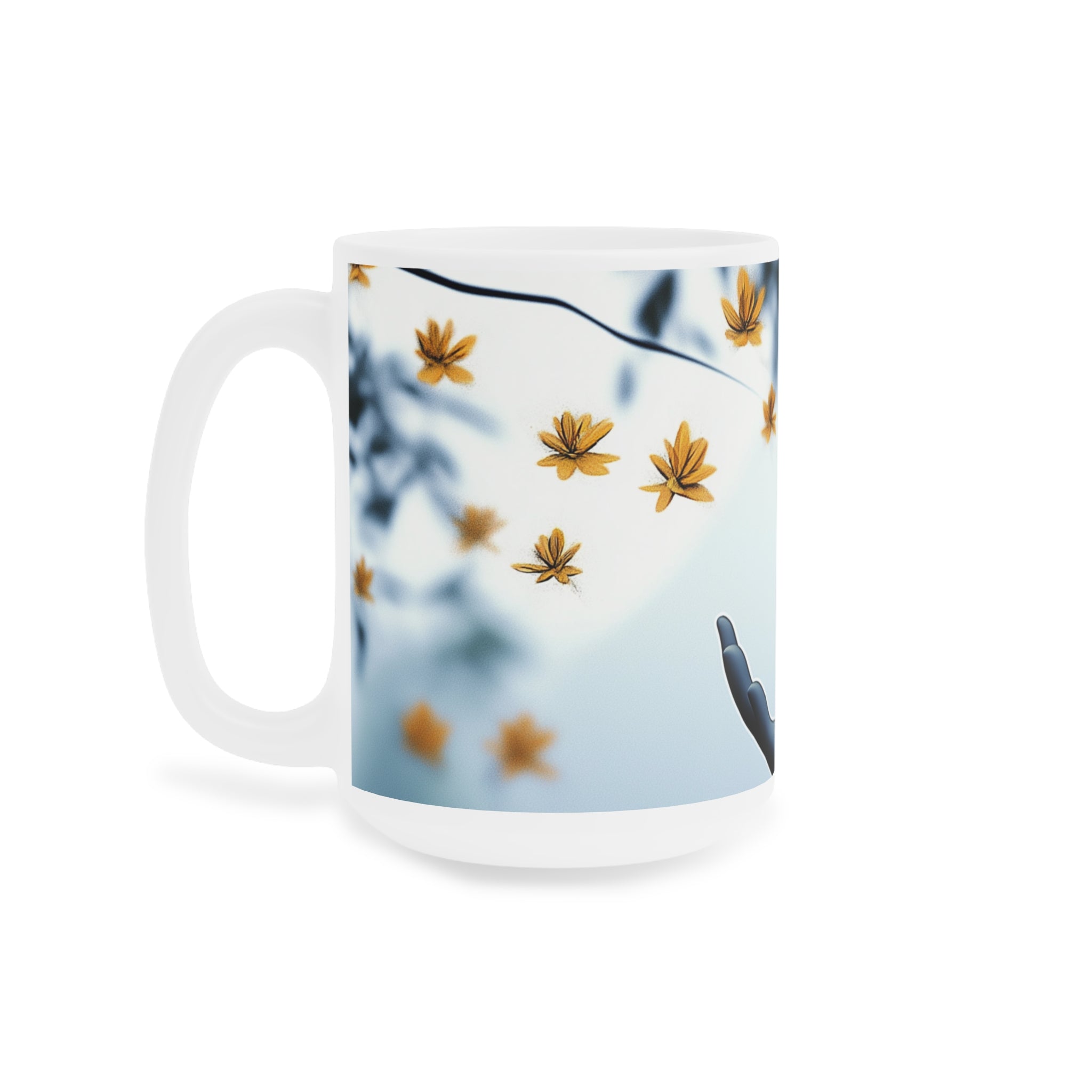 Serene Nature Ceramic Mug - Autumn Leaves Design (11oz, 15oz, 20oz)