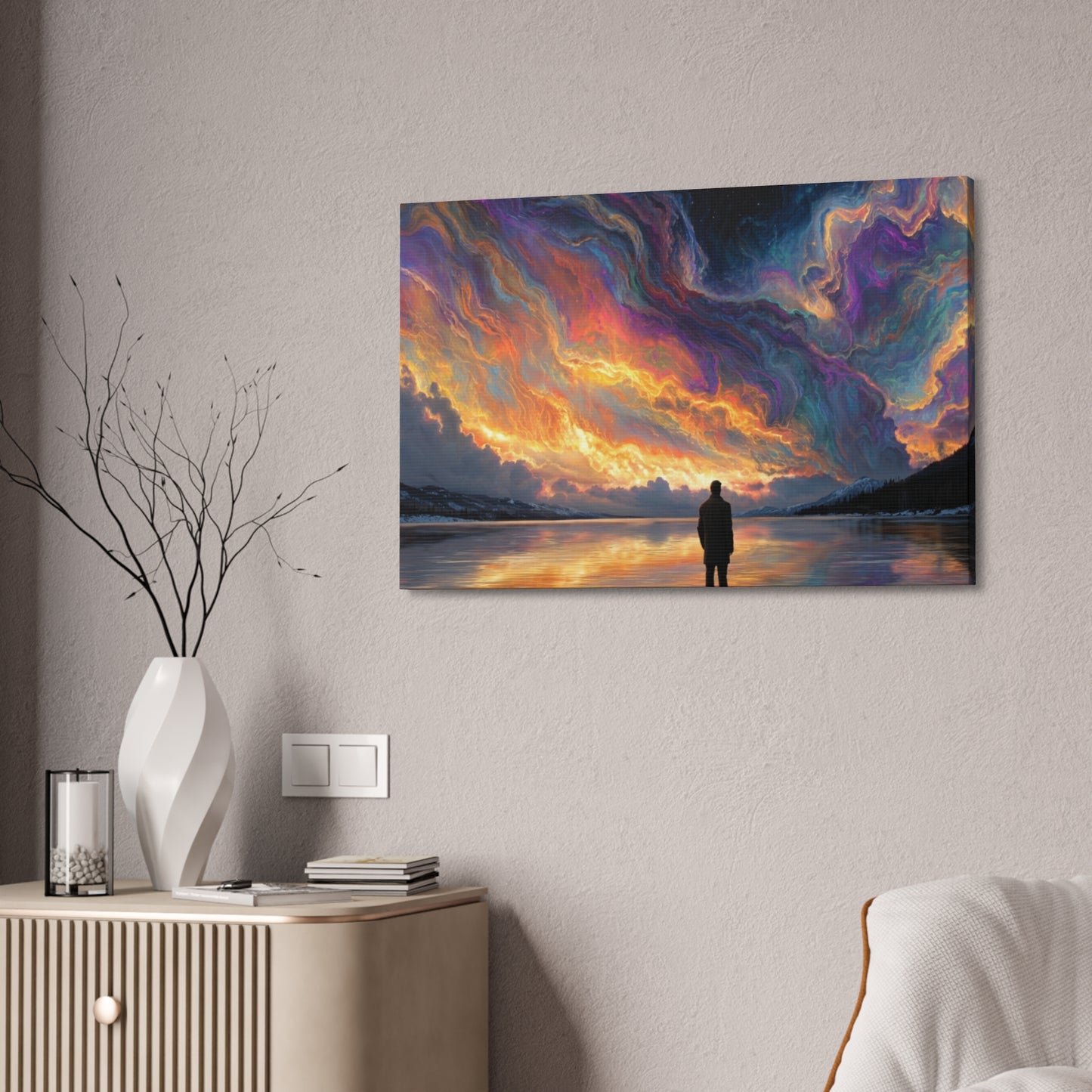 Man Contemplating the Northern Nights