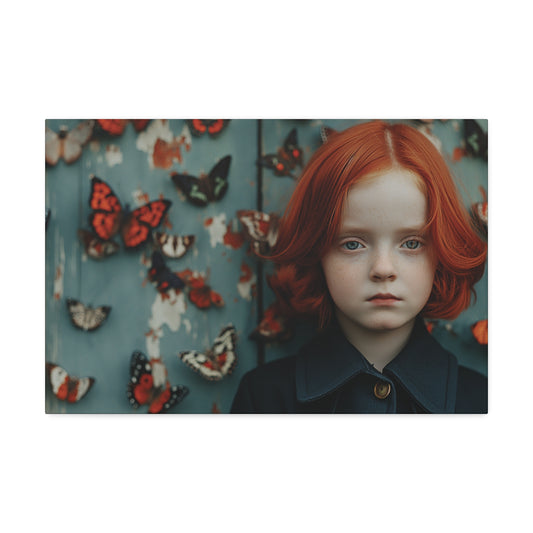 Redheaded Girl with Butterflies Canvas Print — Stretched 1.5" Wall Art