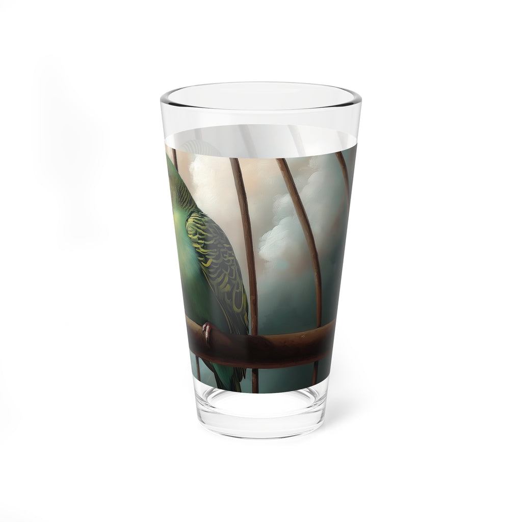 Budgies In Love!   Colorful Mixing Glass - 16oz | Unique Bird Design for Cocktail Lovers