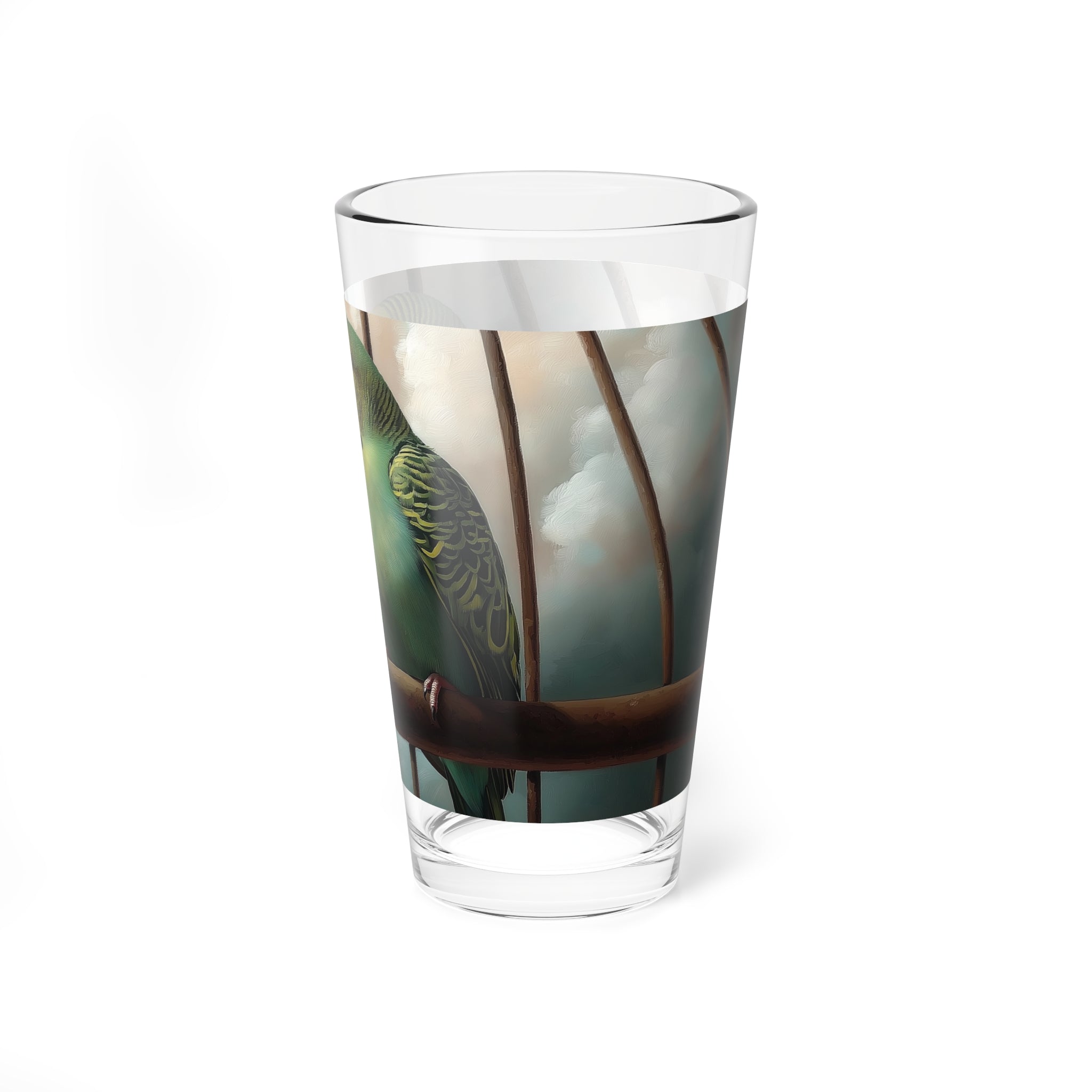 Budgies In Love!   Colorful Mixing Glass - 16oz | Unique Bird Design for Cocktail Lovers