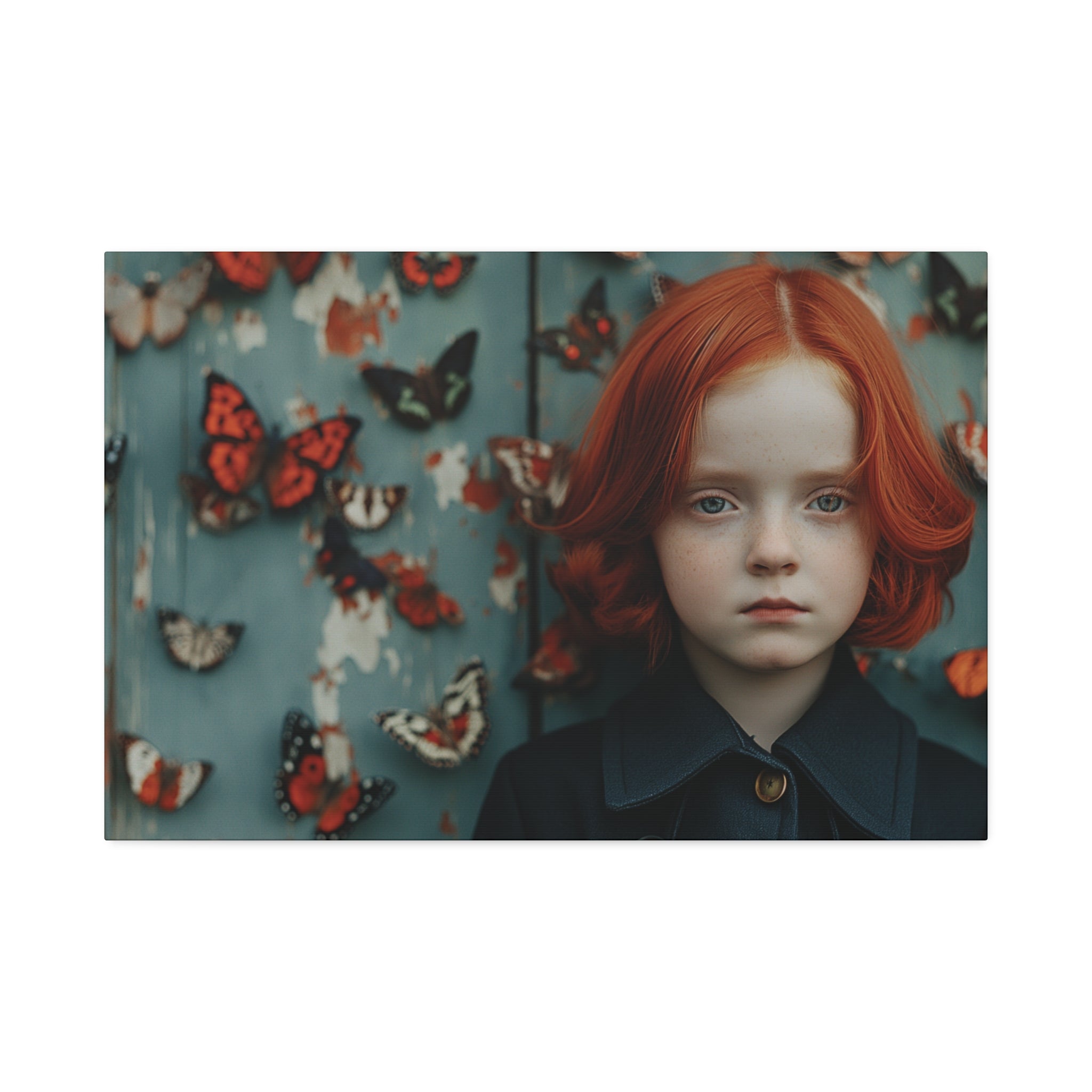 Redheaded Girl with Butterflies Canvas Print — Stretched 1.5" Wall Art