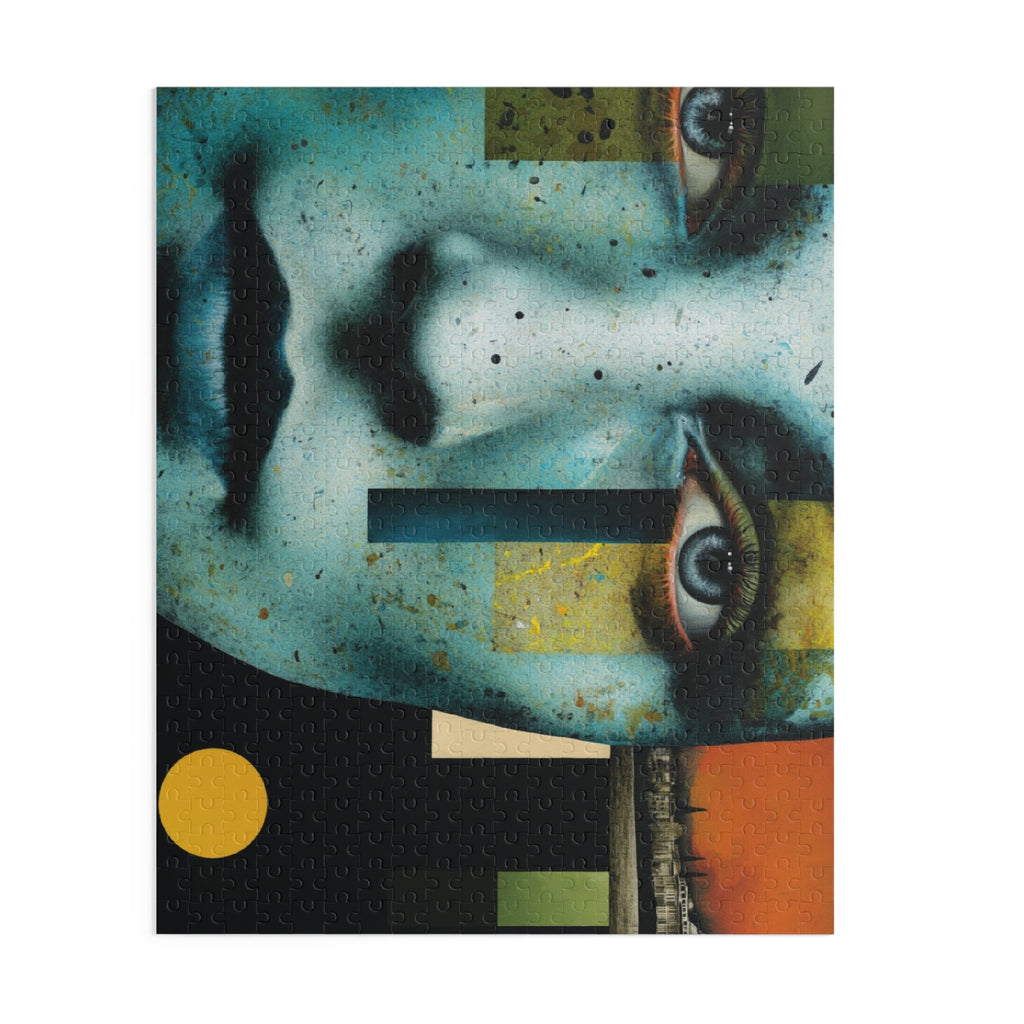 Artistic Portrait Puzzle — Blue Face Abstract Jigsaw (120/252/500 pcs)
