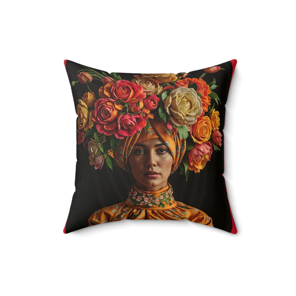 Decorative Pillow — “Distractible but Divine” Floral Portrait Accent Pillow