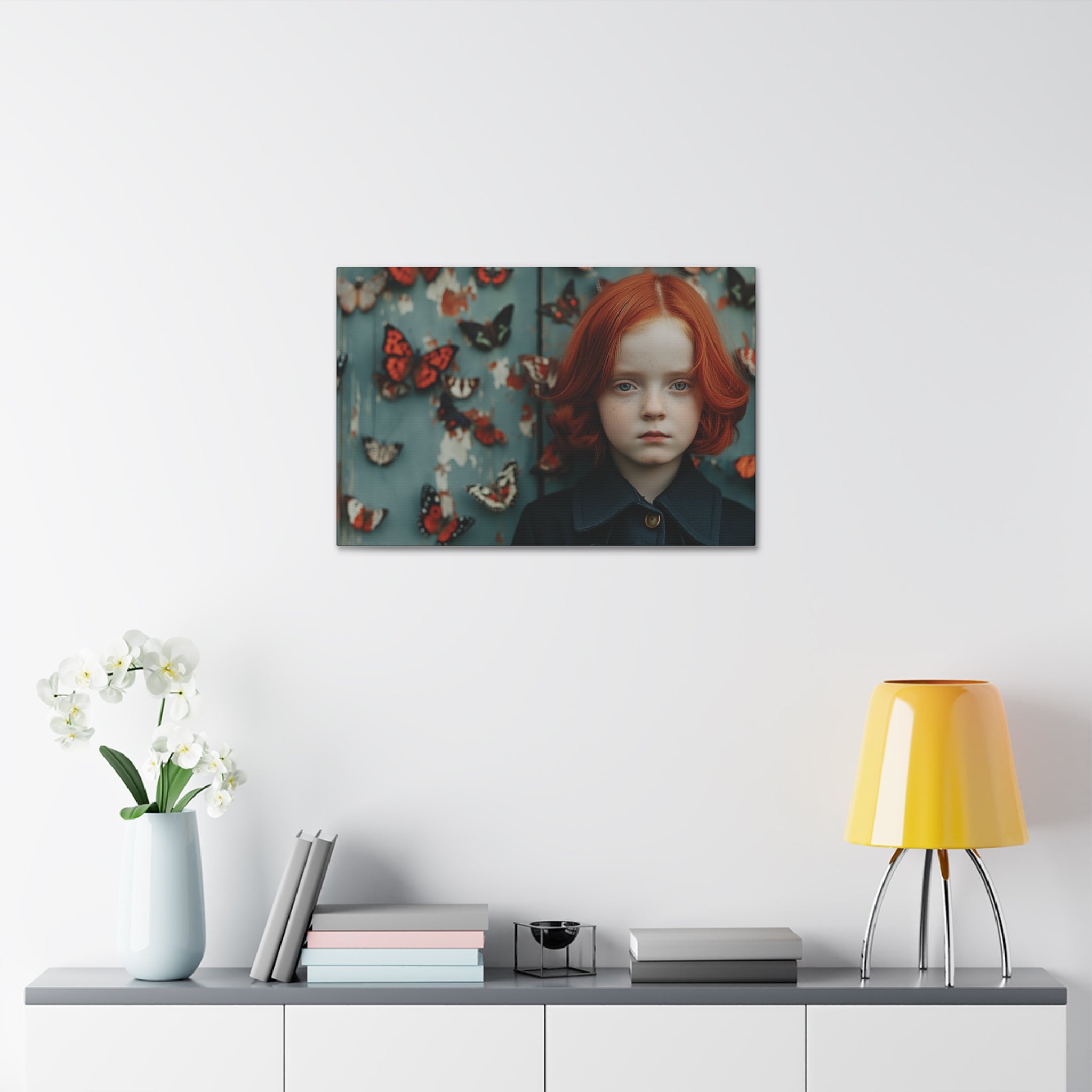 Redheaded Girl with Butterflies Canvas Print — Stretched 1.5" Wall Art