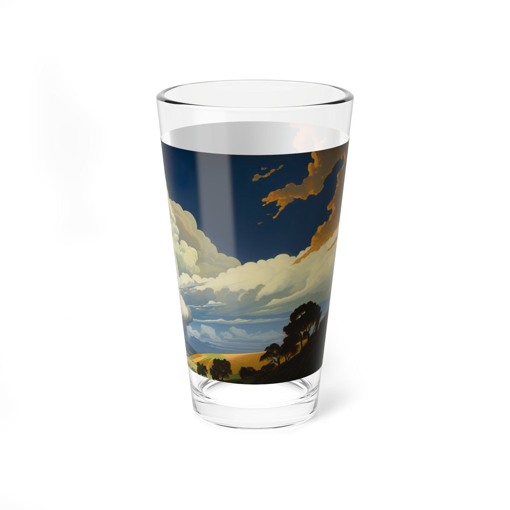 Towering Clouds over Rolling Green Hills: Mixing Glass, 16 oz.