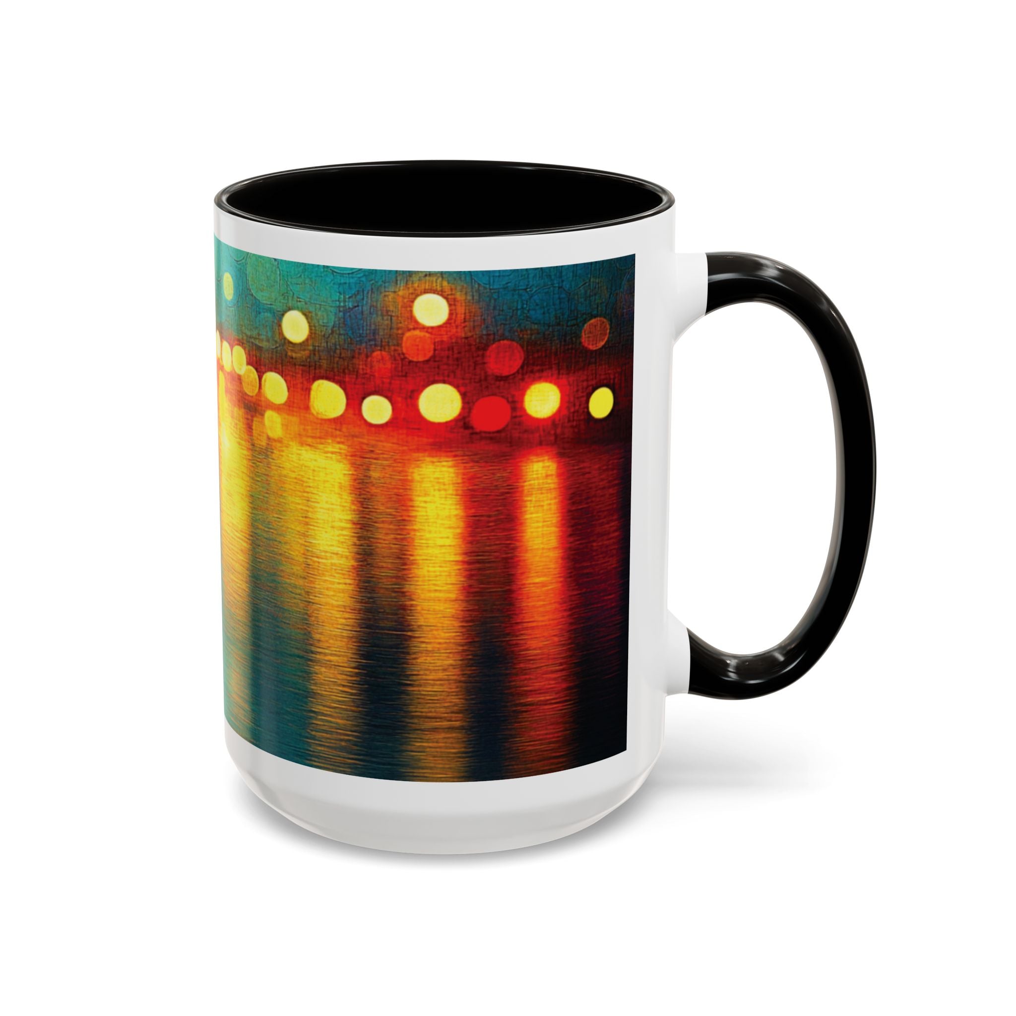 Reflections of the Cityscape Mug - Vibrant 11oz & 15oz Coffee Cup for Art Lovers & Gift Giving
