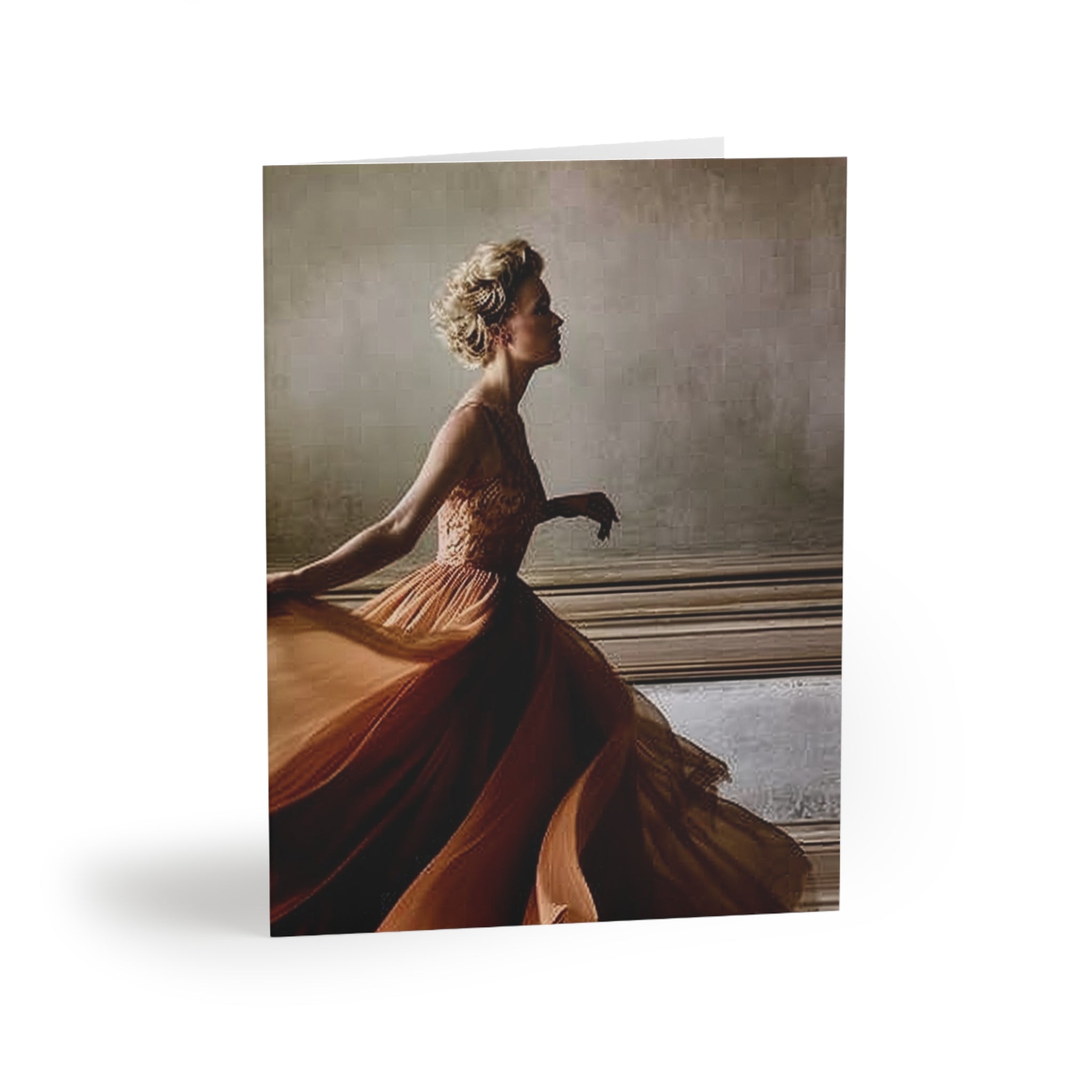Greeting Cards — Elegant Vintage Woman in Flowing Gown (8/16/24 Pack)