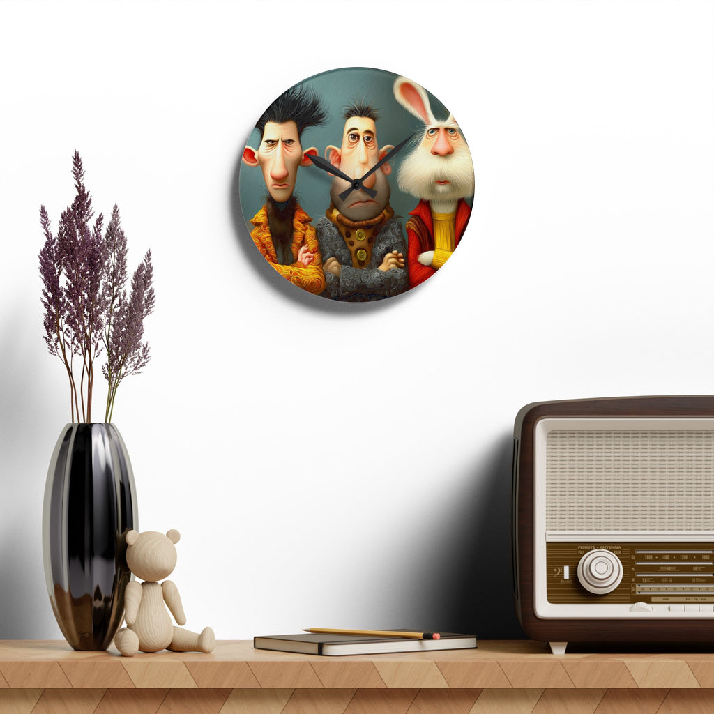 Whimsical Trio Acrylic Wall Clock – Quirky Character Art Timepiece