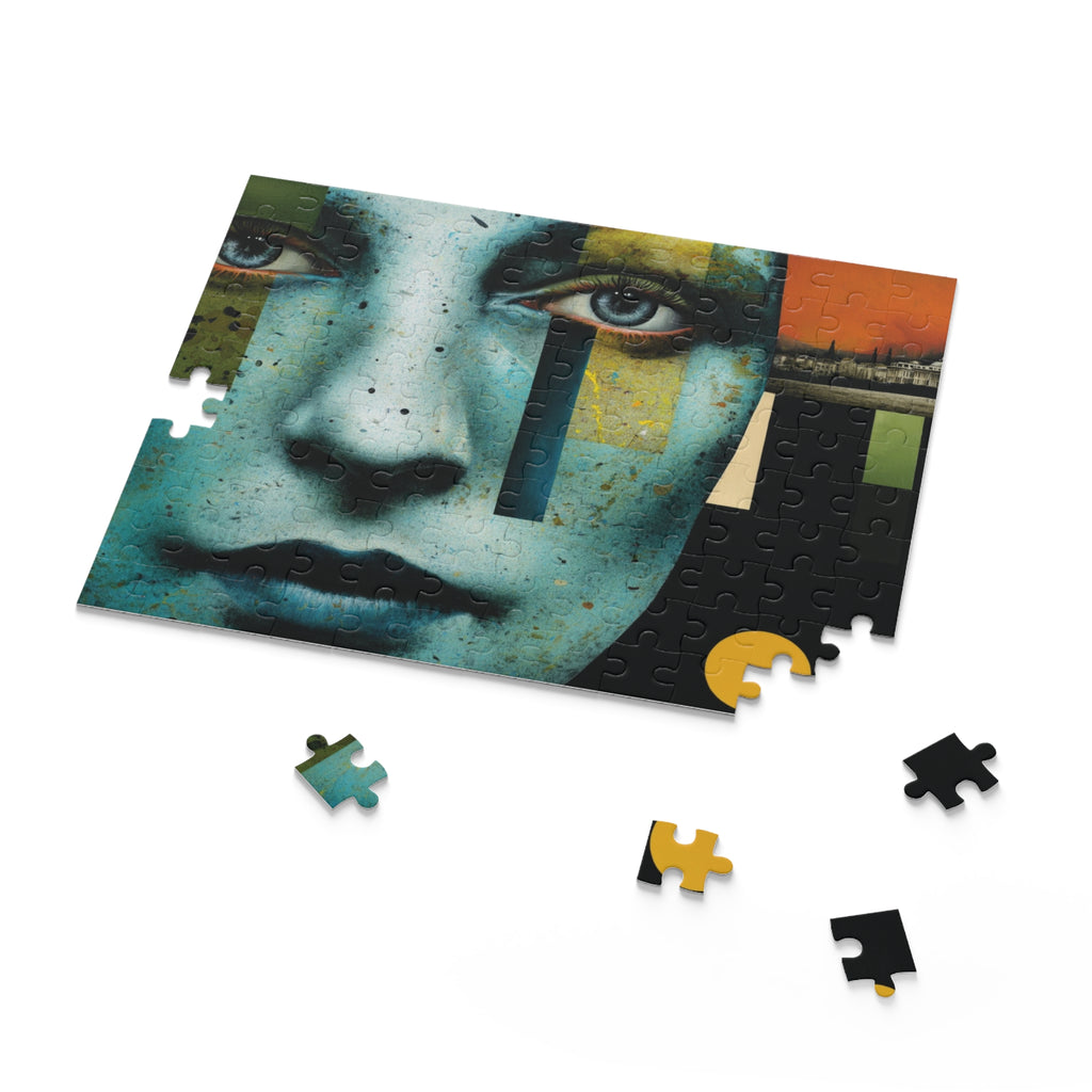 Artistic Portrait Puzzle — Blue Face Abstract Jigsaw (120/252/500 pcs)