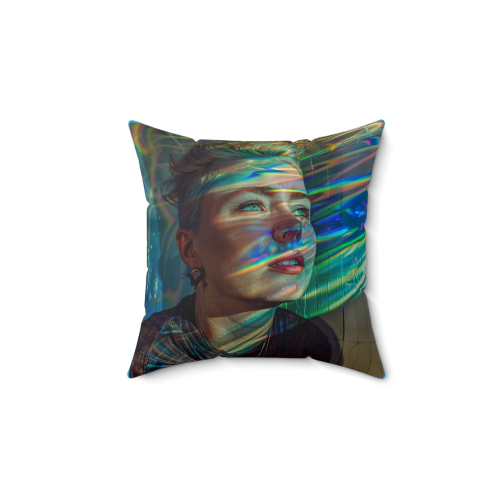 Square Throw Pillow — "I Collect Rabbit Holes for Fun" Blue Decorative Pillow, Quirky Gift for Creative Thinkers