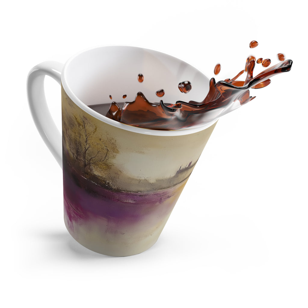 Ethereal Reflections of a Timeless Chateau Latte Mug – Scenic Landscape Design