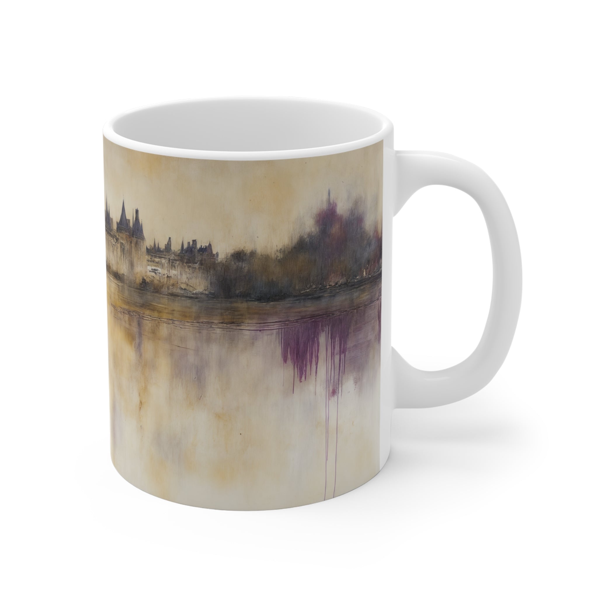 Ethereal Reflections of a Timeless Chateau Ceramic Mug - Artistic Coffee Cup for Nature Lovers - 11oz/15oz/20oz