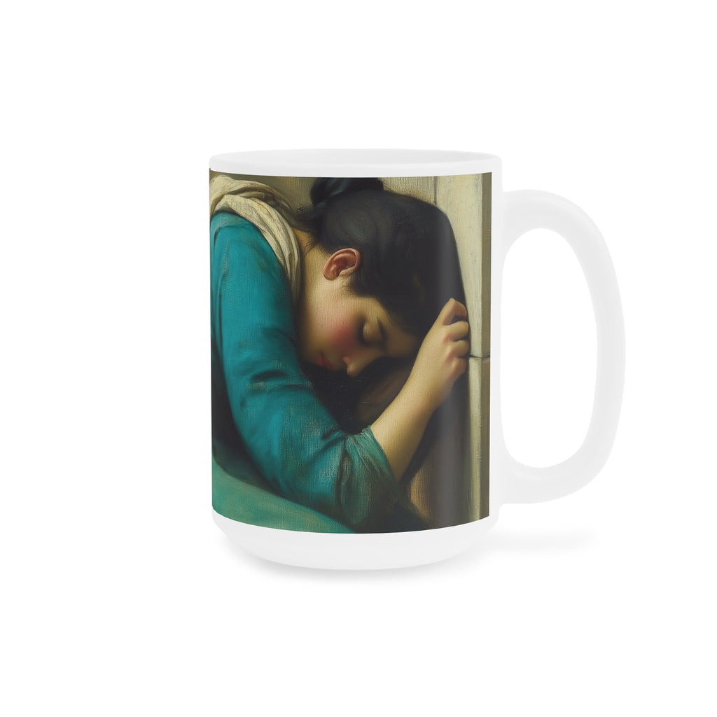 Beauty in Teal Ceramic Mug – Colorful Design for Art Lovers & Coffee Enthusiasts