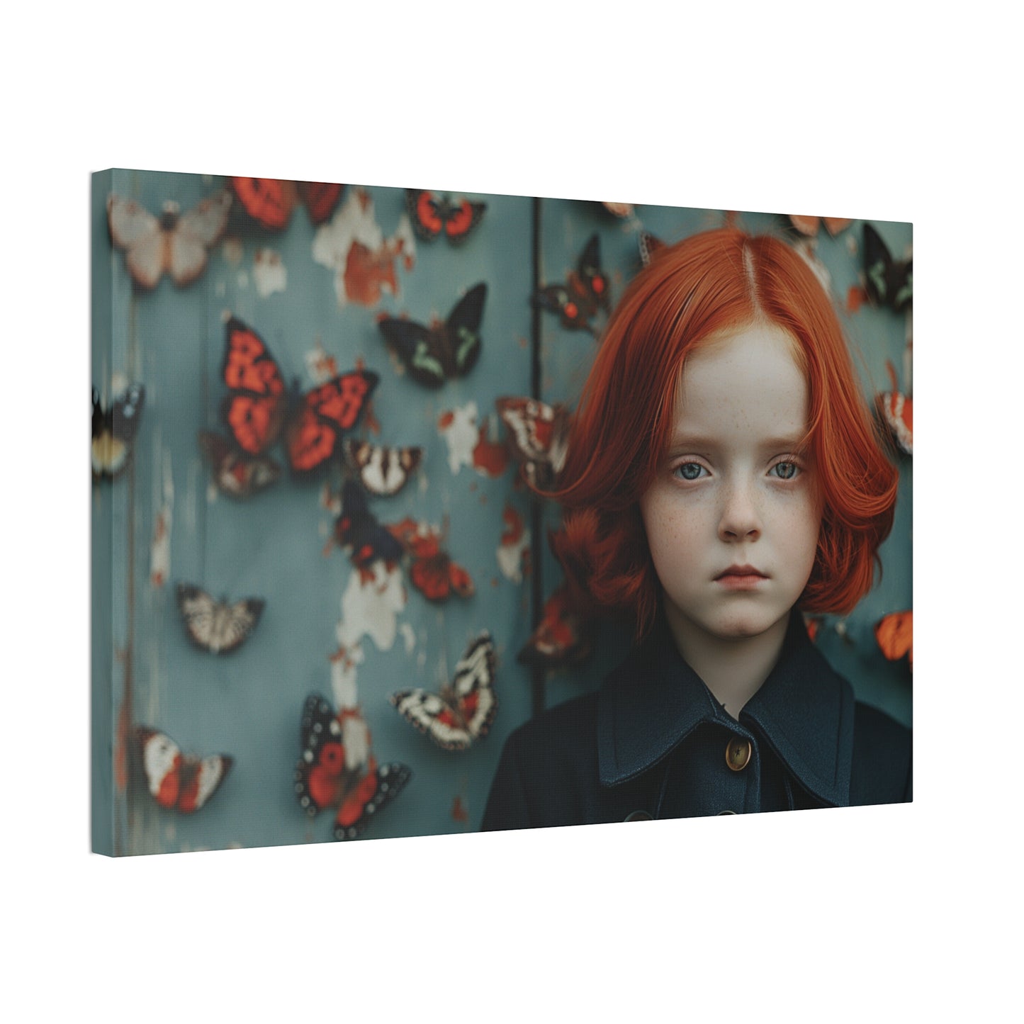 Redheaded Girl with Butterflies Canvas Print — Stretched 1.5" Wall Art