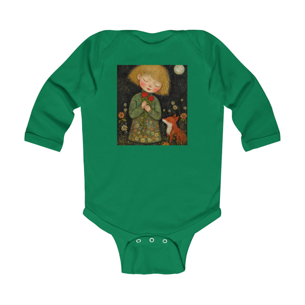 Infant Bodysuit — Whimsical Girl & Fox Moonlight Nursery Print