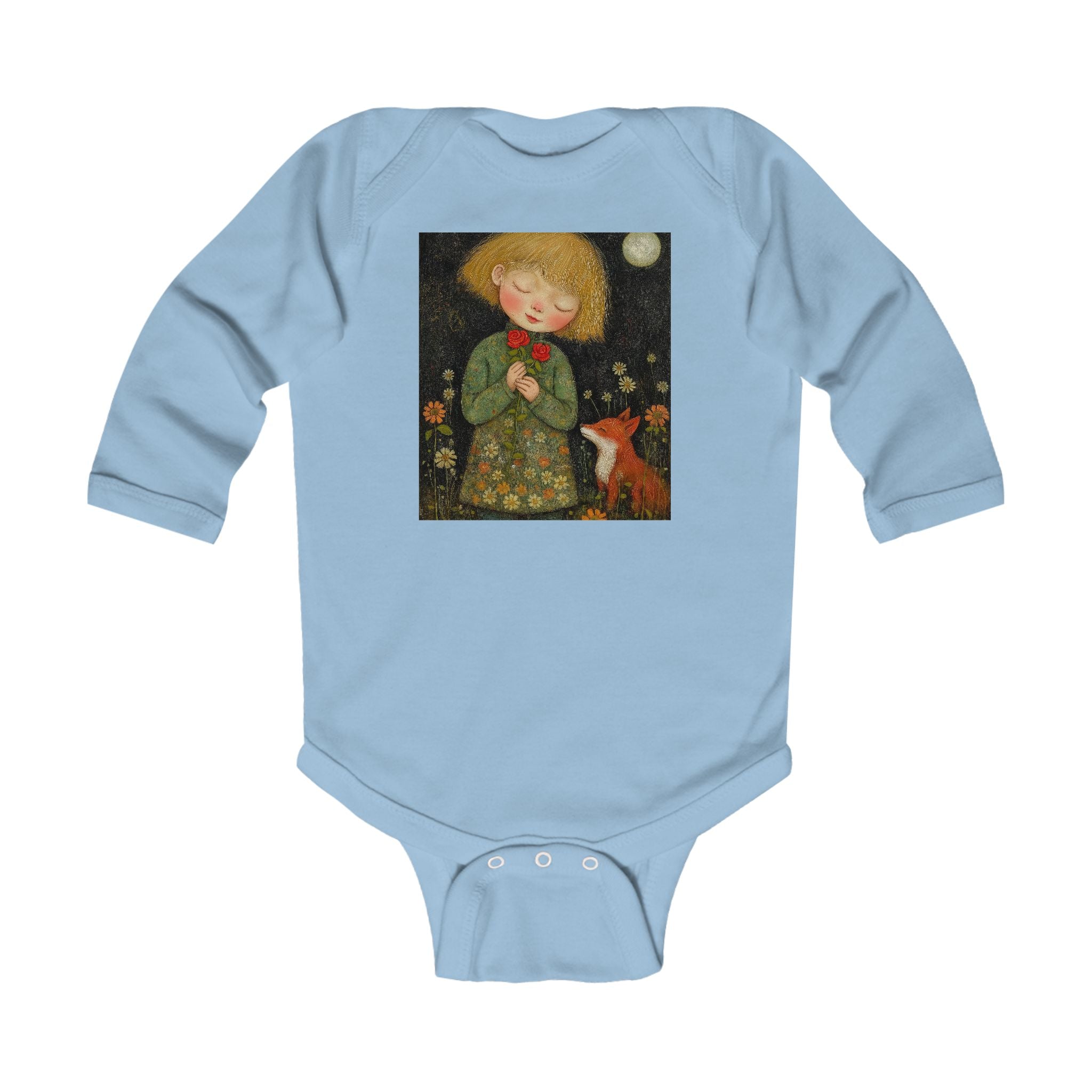 Infant Bodysuit — Whimsical Girl & Fox Moonlight Nursery Print