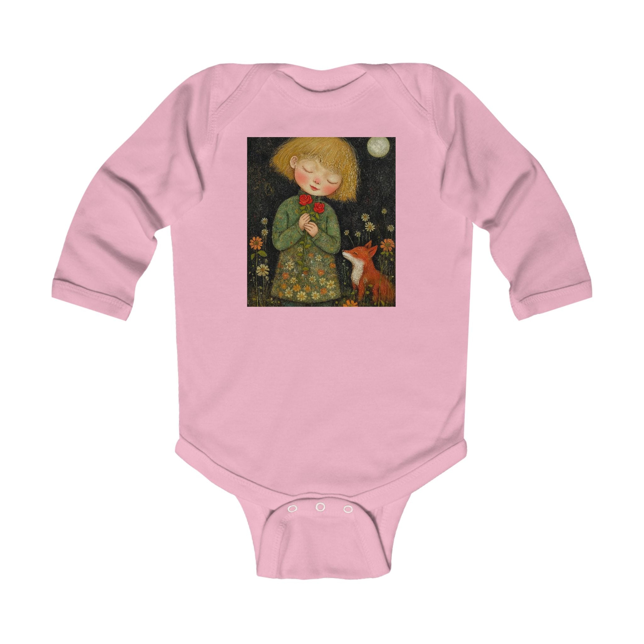 Infant Bodysuit — Whimsical Girl & Fox Moonlight Nursery Print