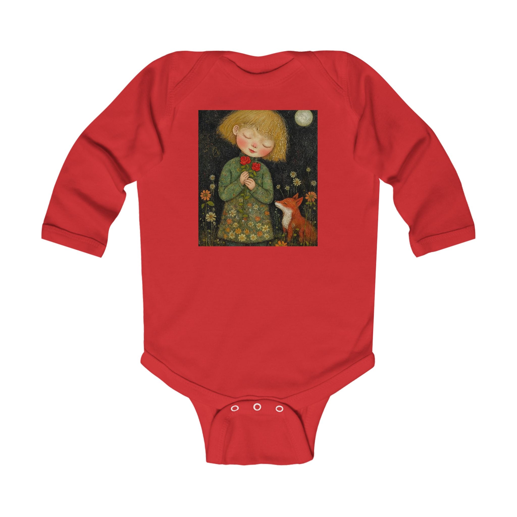 Infant Bodysuit — Whimsical Girl & Fox Moonlight Nursery Print