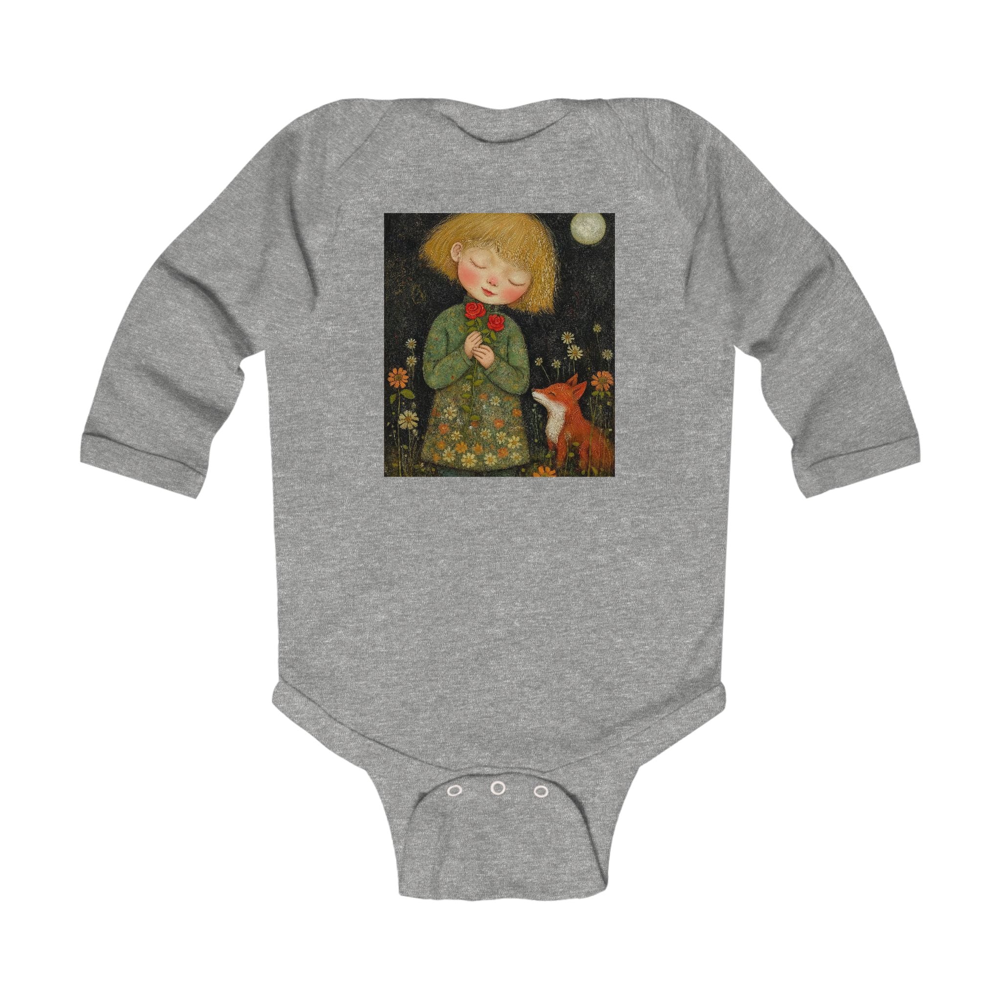 Infant Bodysuit — Whimsical Girl & Fox Moonlight Nursery Print