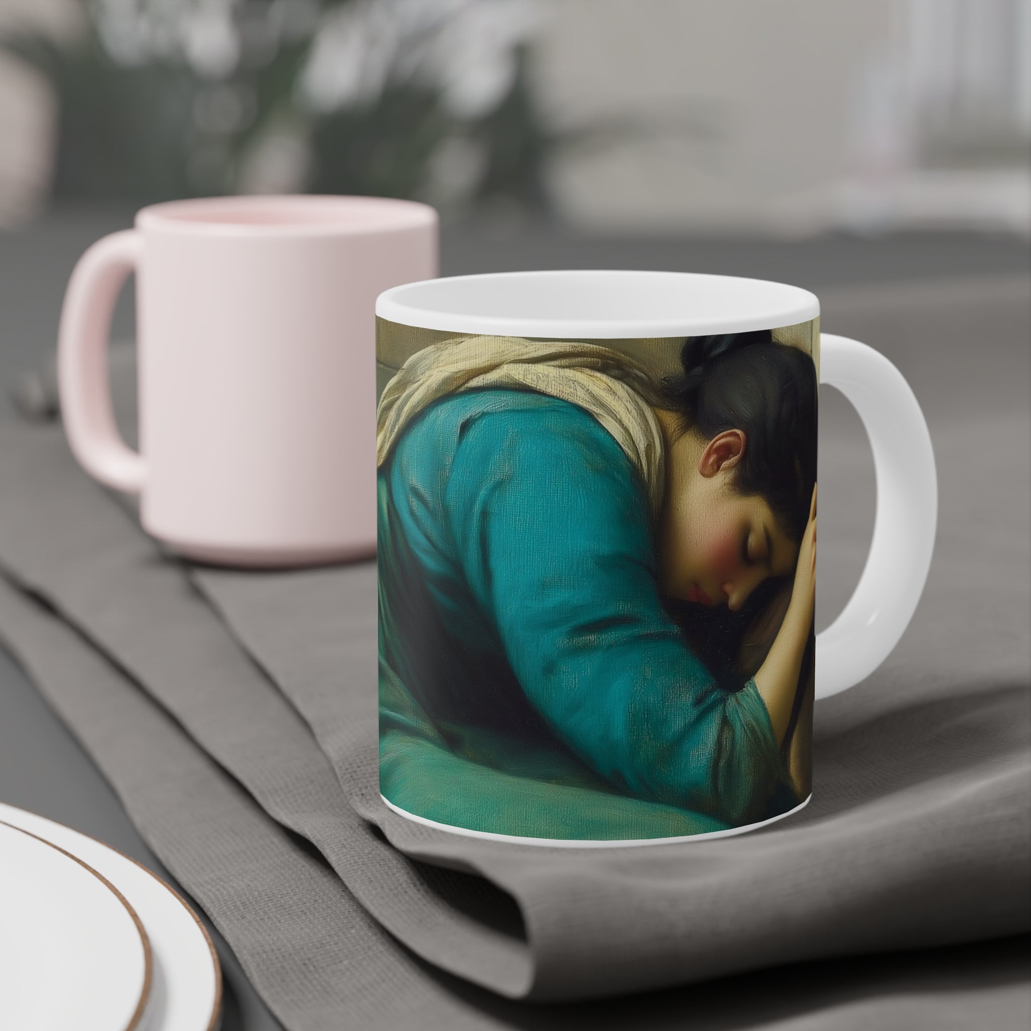 Beauty in Teal Ceramic Mug – Colorful Design for Art Lovers & Coffee Enthusiasts