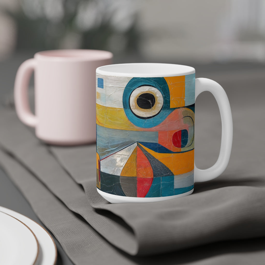 Abstract Art Ceramic Mug – 11oz, 15oz, 20oz – Unique Colorful Design for Art Lovers