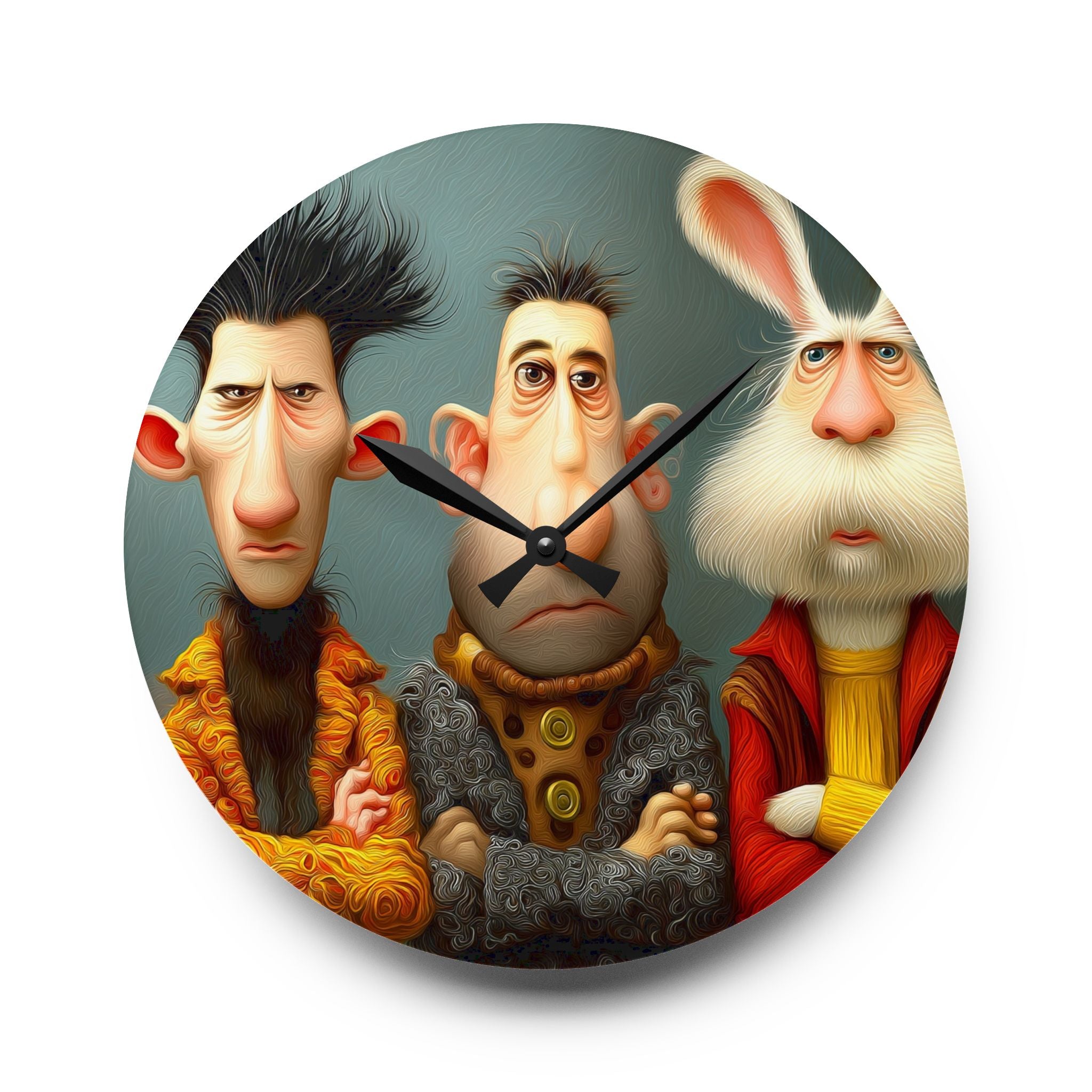 Whimsical Trio Acrylic Wall Clock – Quirky Character Art Timepiece